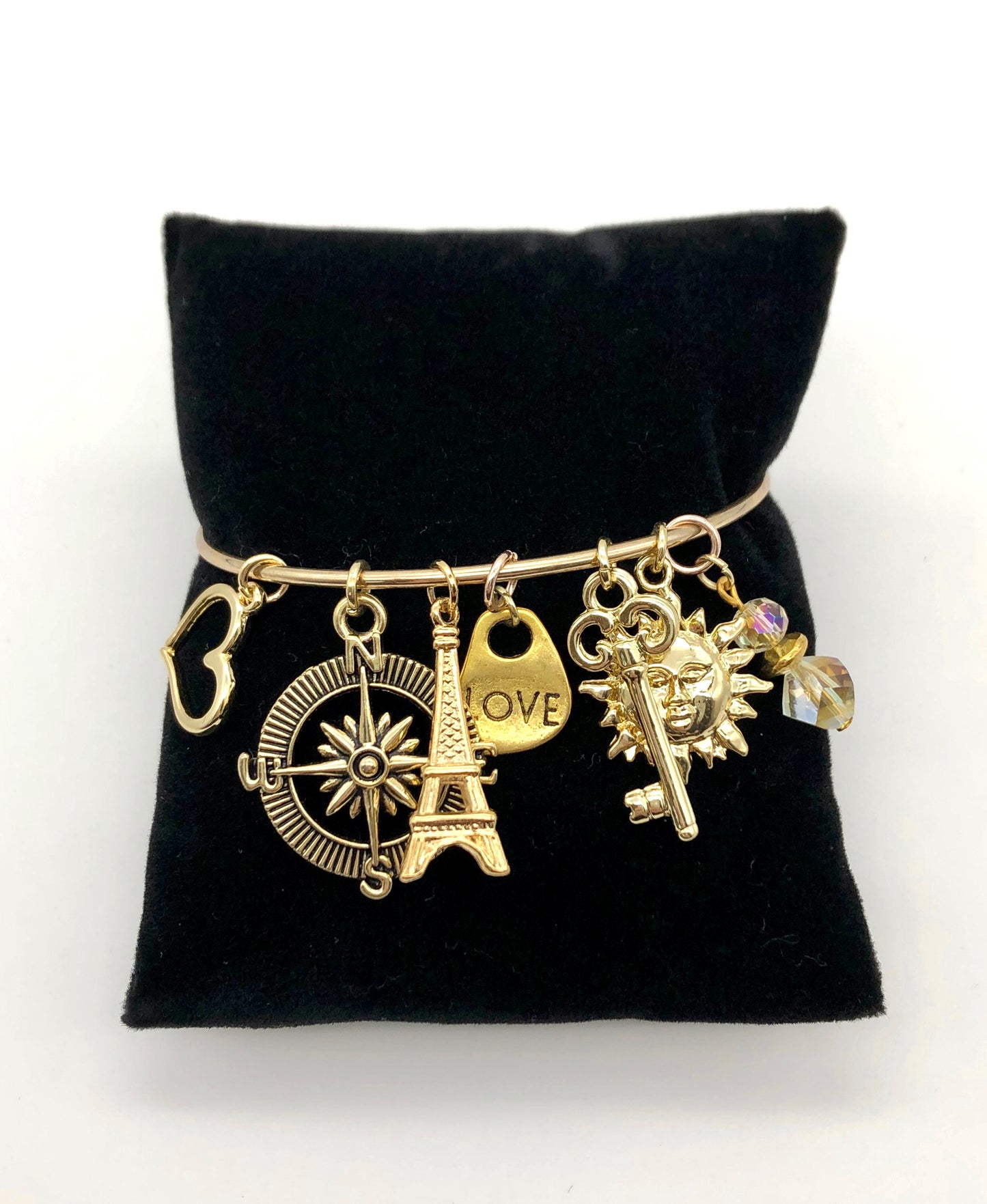 14k gold plated charm bangle bracelet