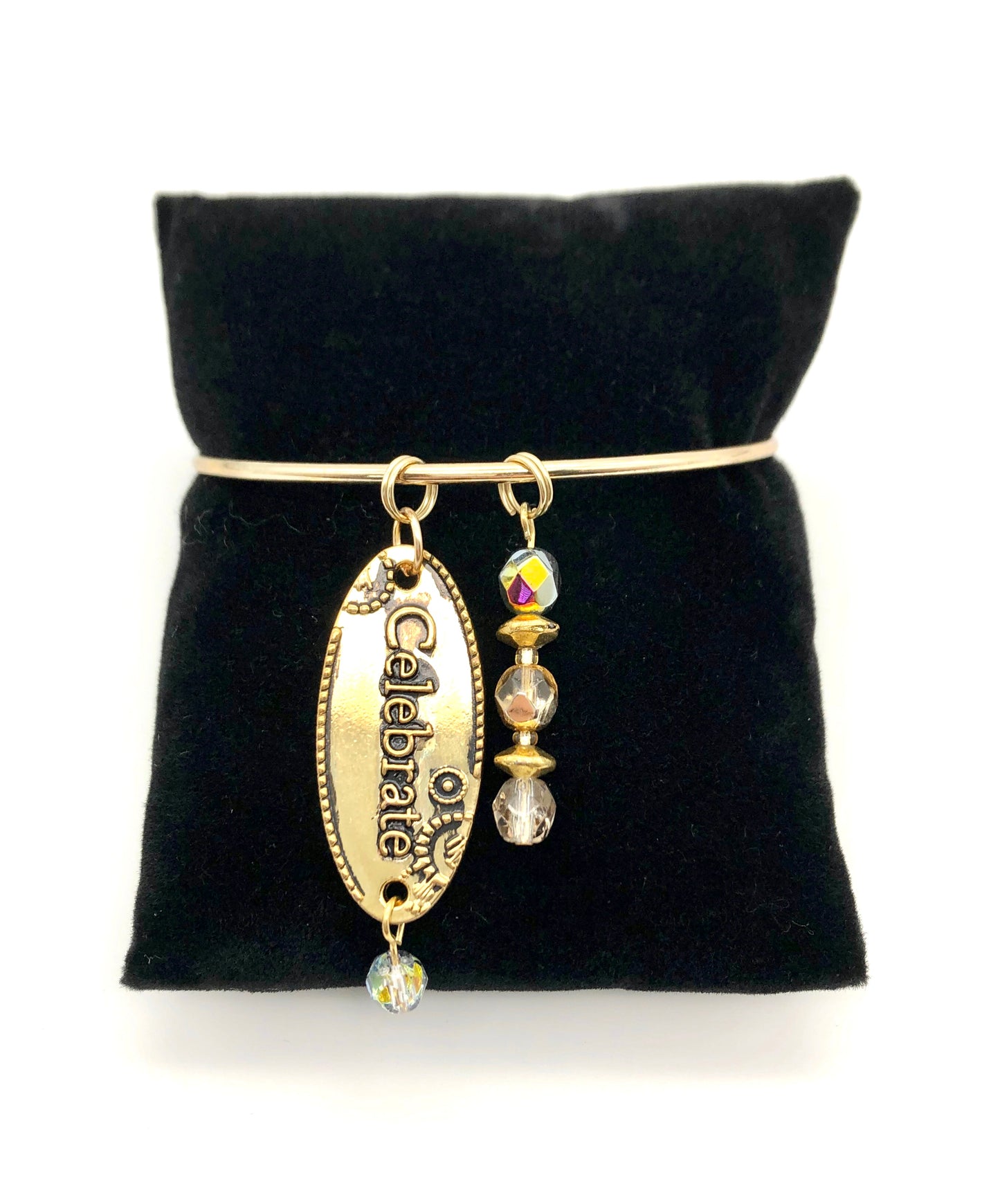 14k gold plated charm bangle bracelet