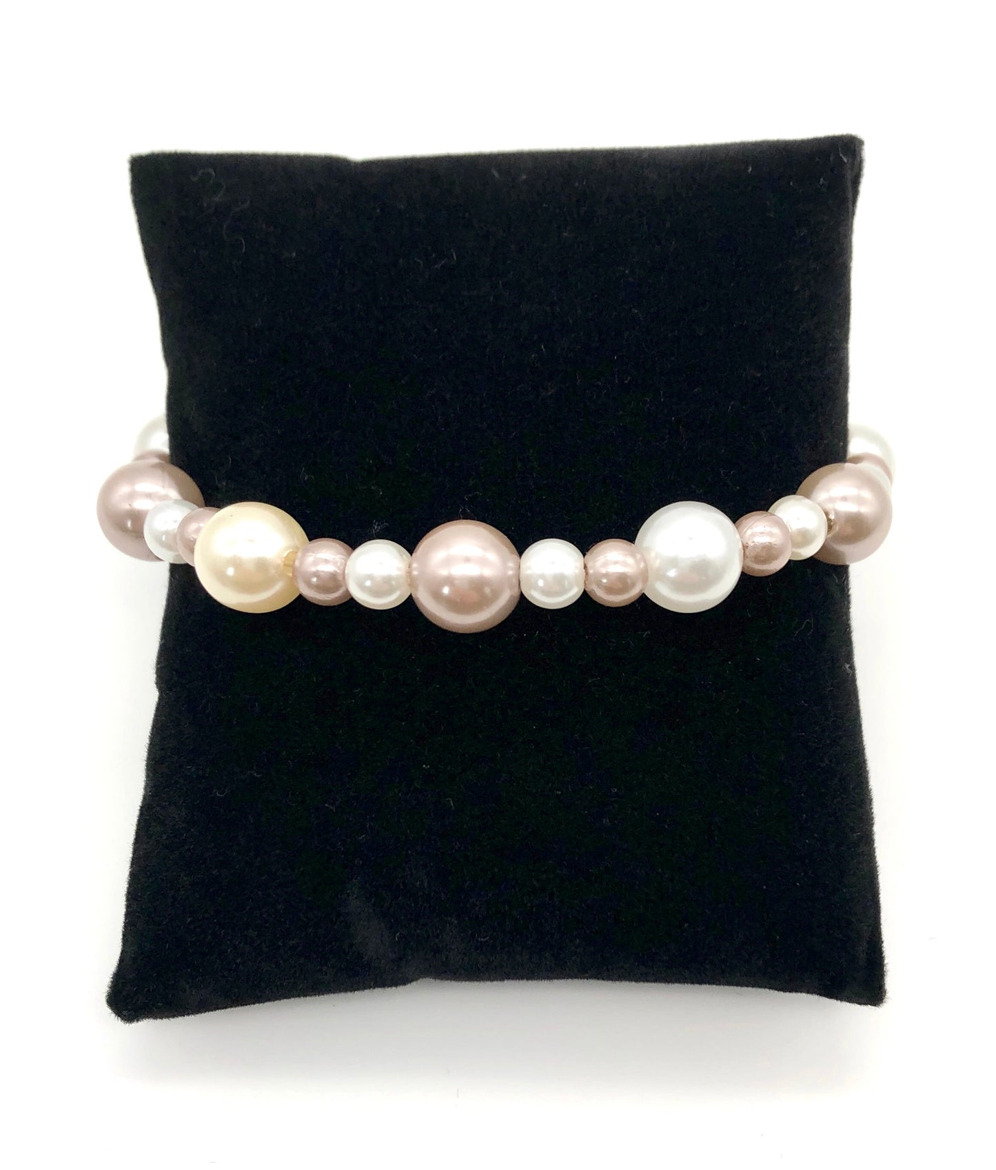 Champagne and cream pearl memory wire bracelet