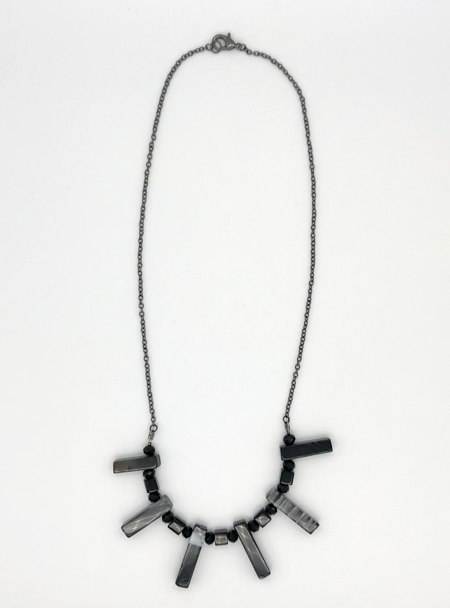 Black agate stone chain necklace