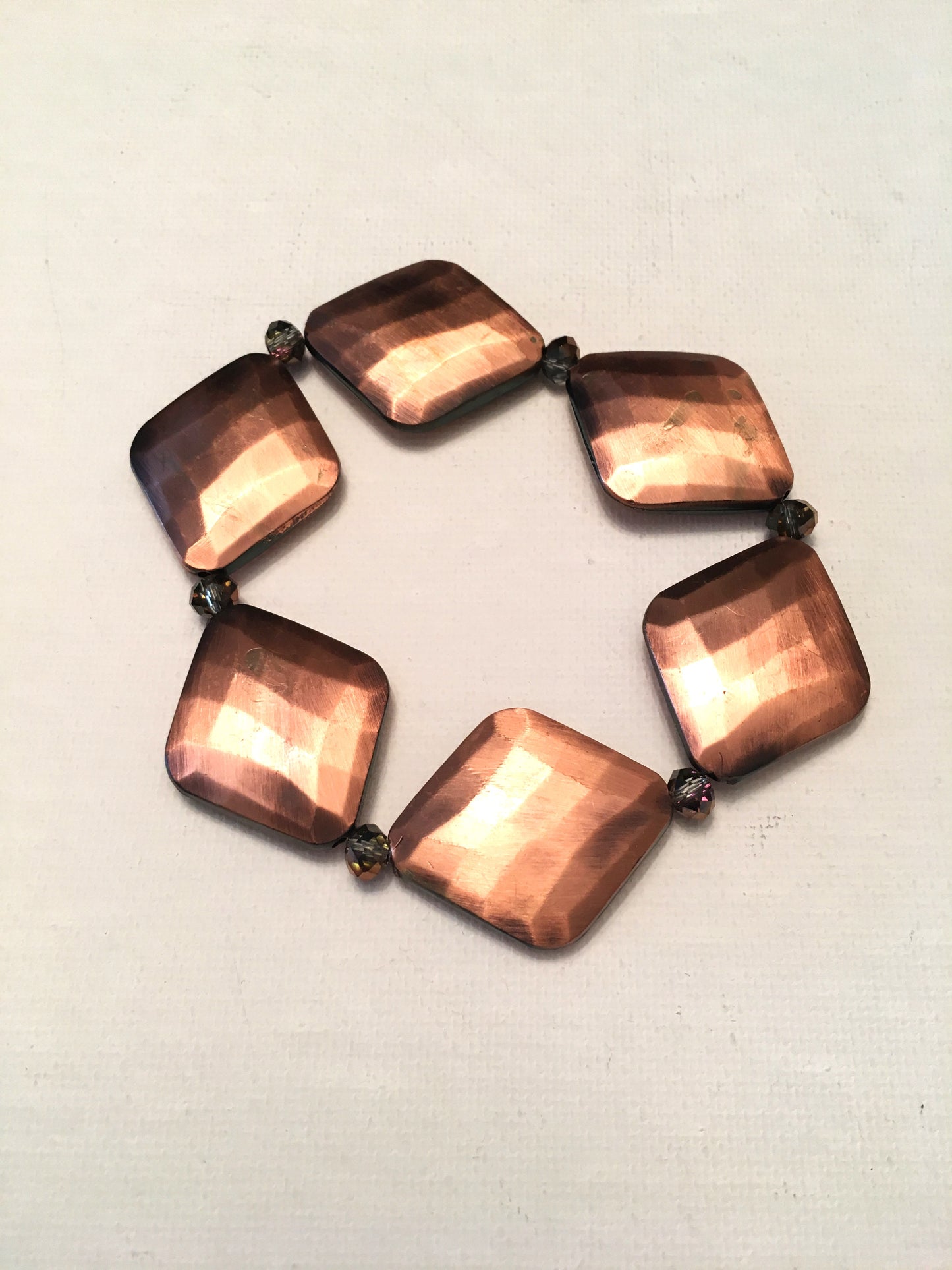 Bronze diamond shaped stretch bracelet