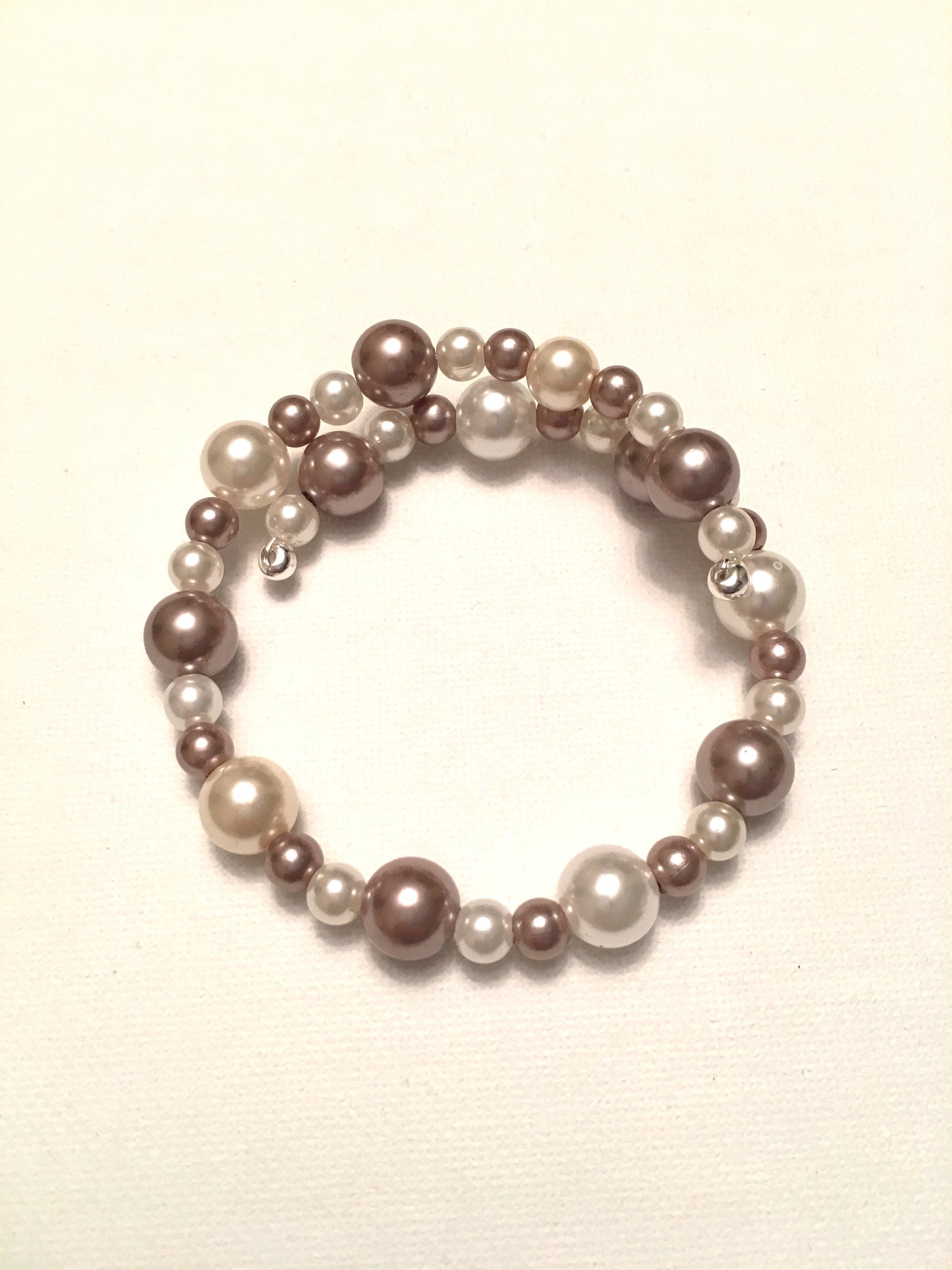 Champagne and cream pearl memory wire bracelet