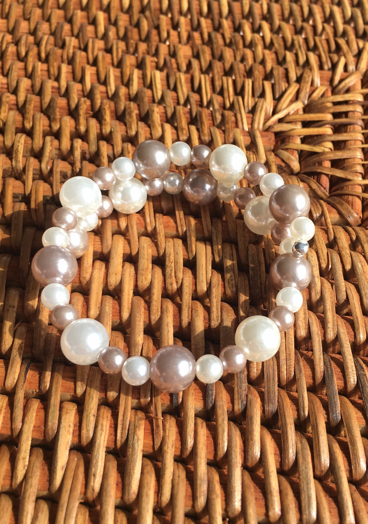 Champagne and cream pearl memory wire bracelet