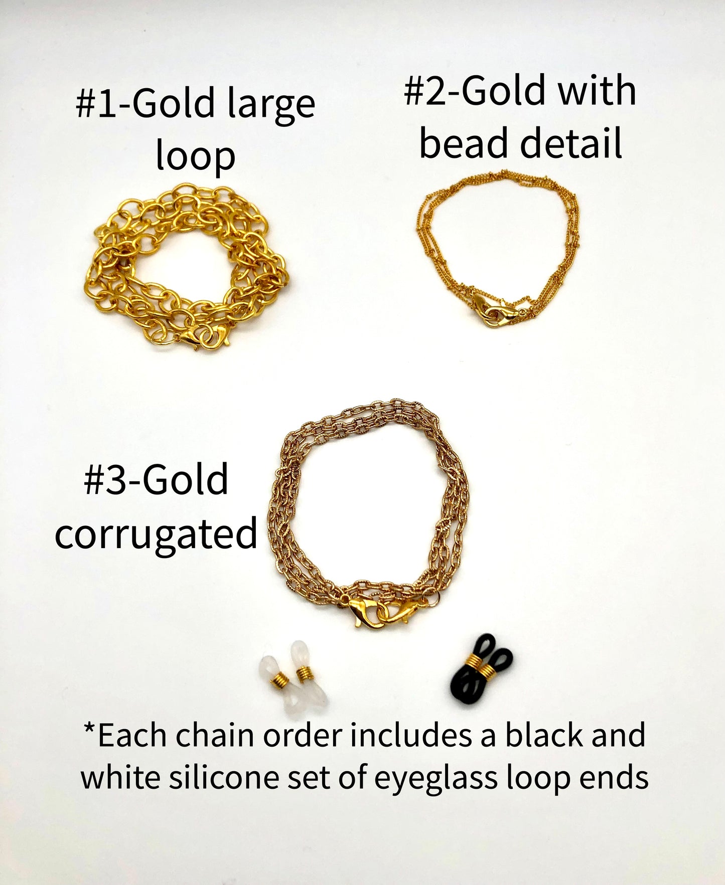Gold face mask and eyeglass chain, lanyard, necklace