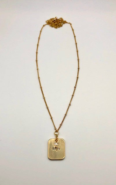 Gold plated "Hope" pendant chain necklace