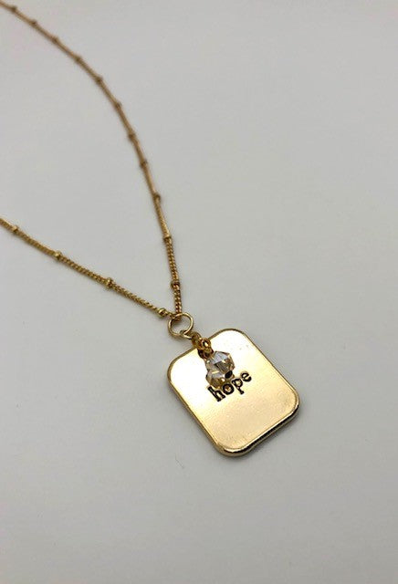 Gold plated "Hope" pendant chain necklace