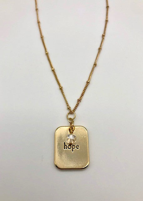 Gold plated "Hope" pendant chain necklace