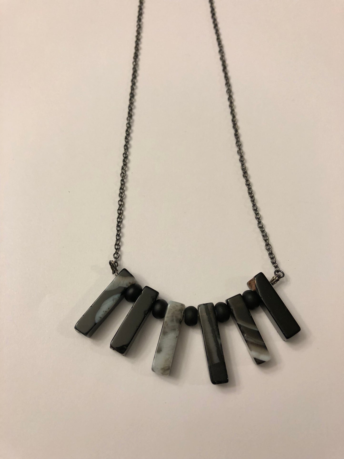 Black agate stone chain necklace