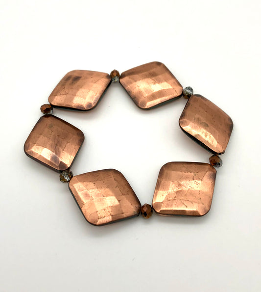 Bronze diamond shaped stretch bracelet
