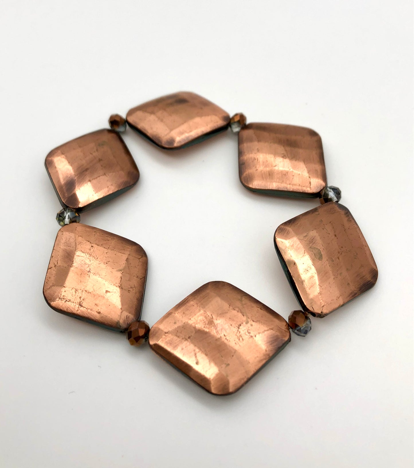 Bronze diamond shaped stretch bracelet