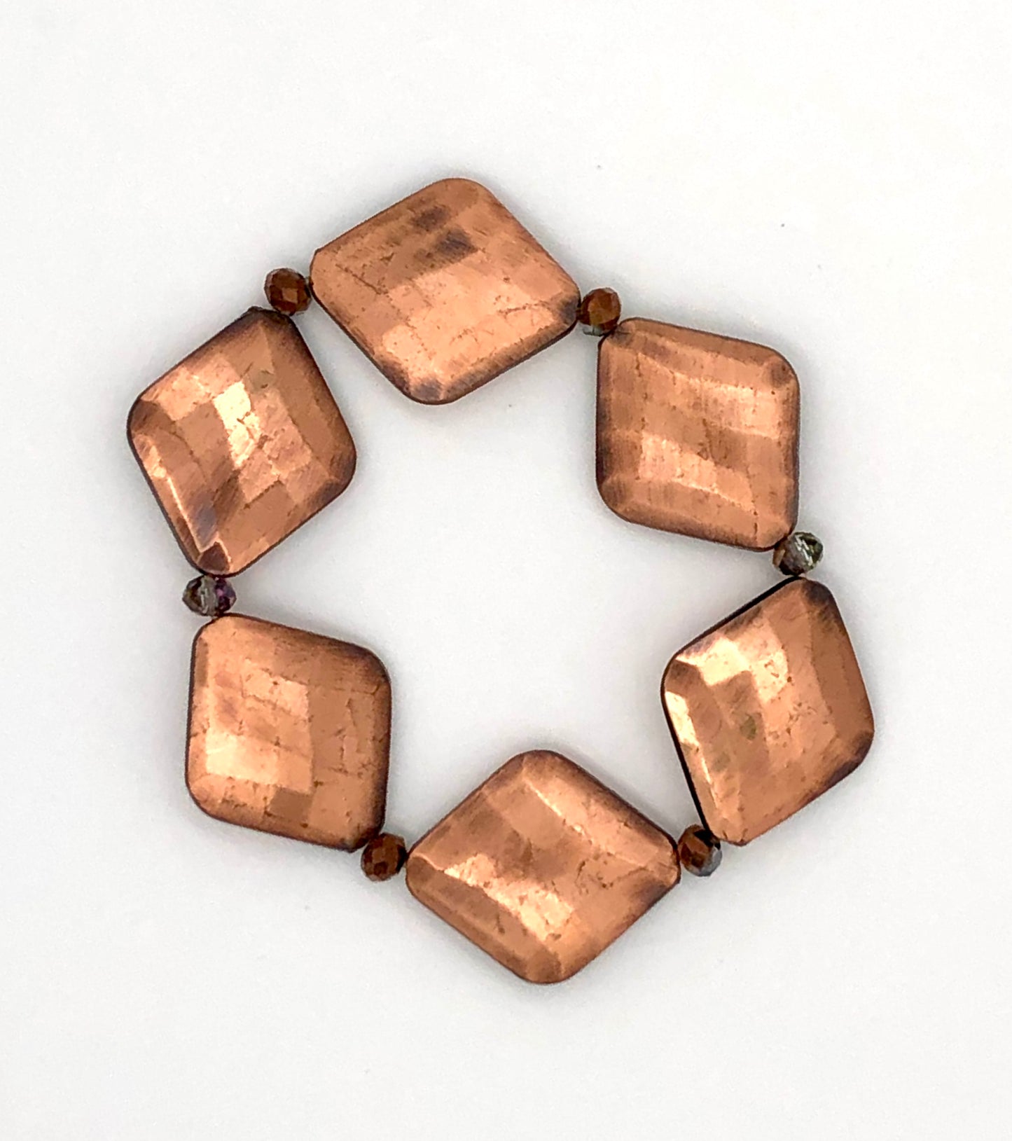 Bronze diamond shaped stretch bracelet