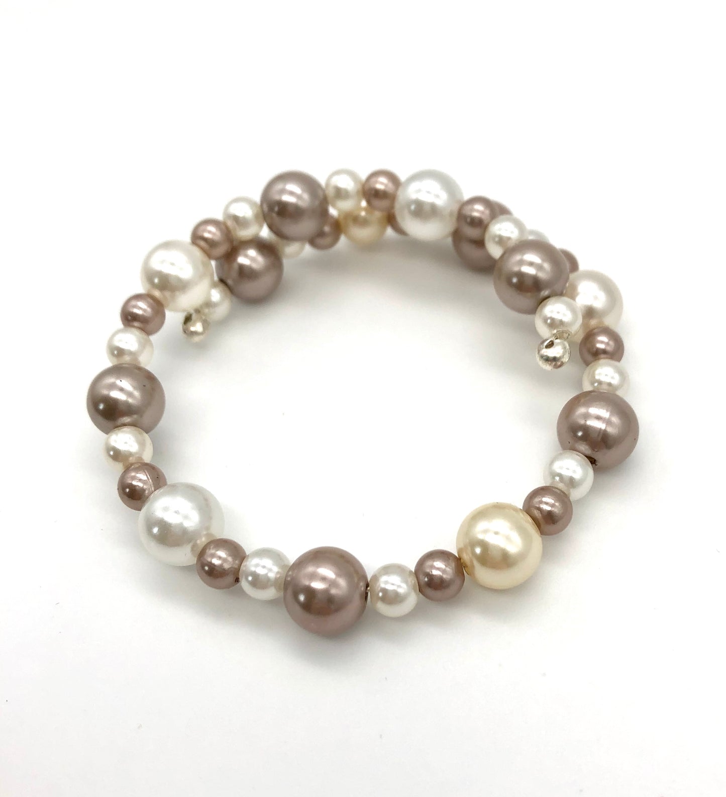 Champagne and cream pearl memory wire bracelet