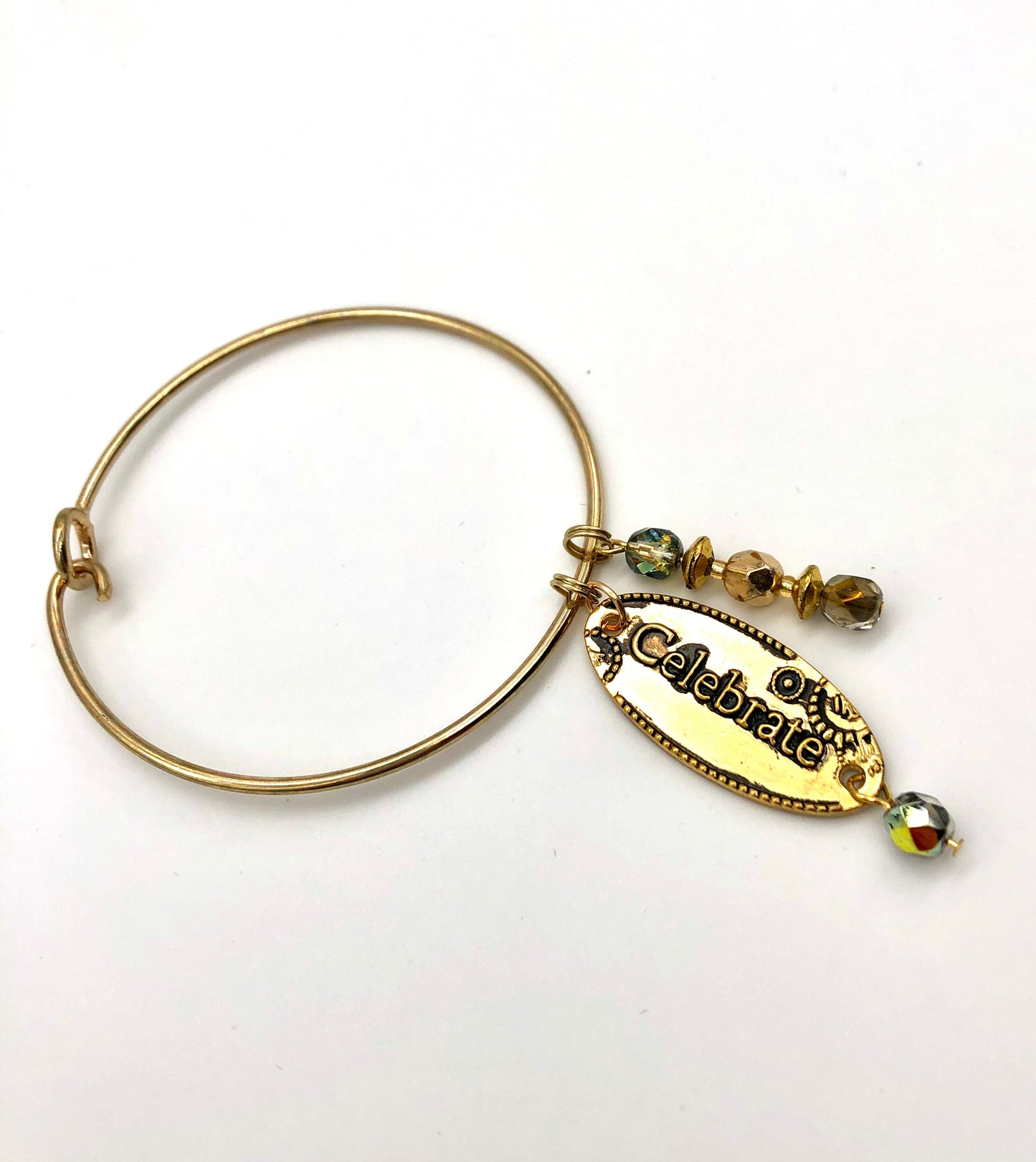 14k gold plated charm bangle bracelet