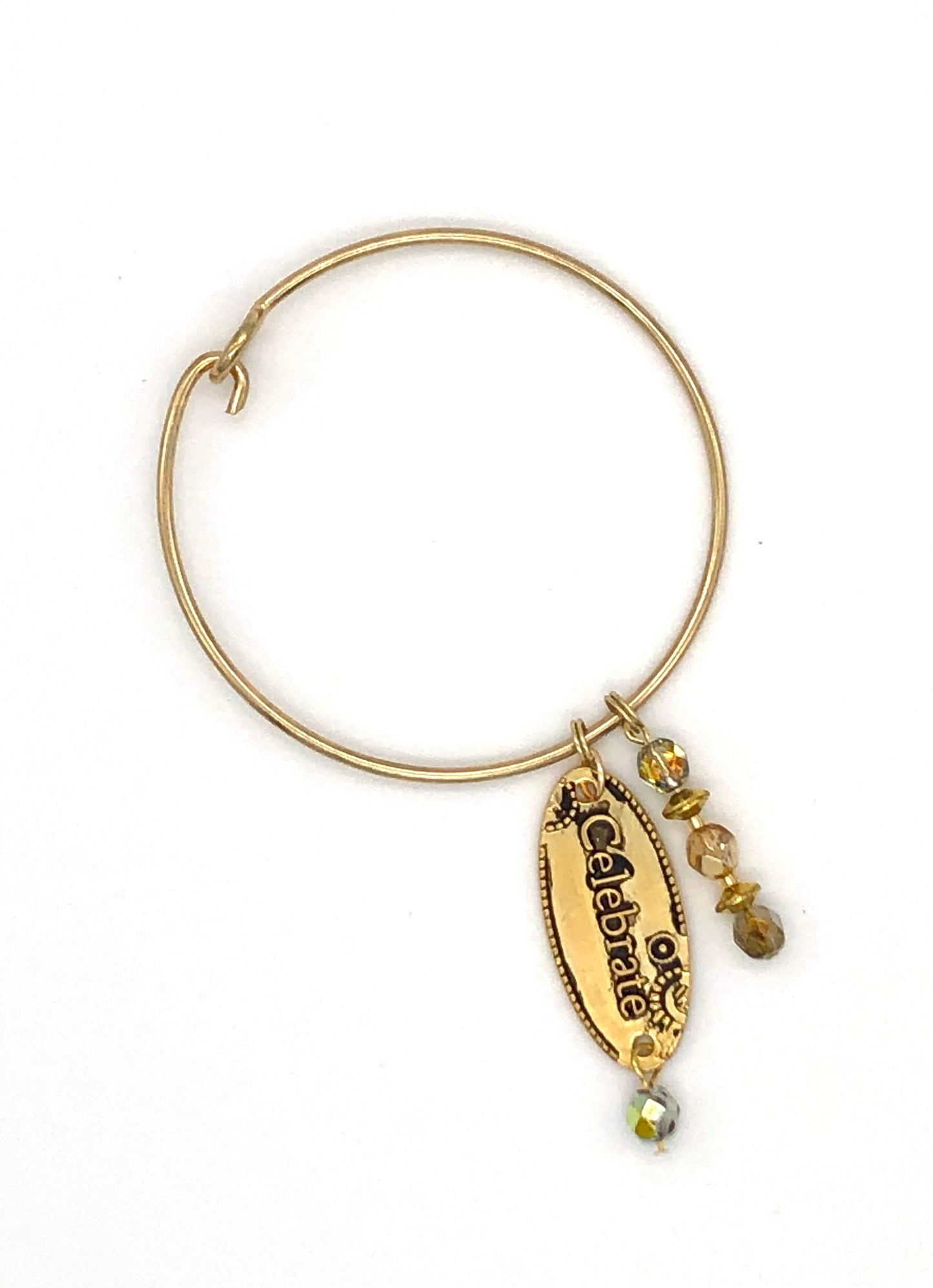 14k gold plated charm bangle bracelet