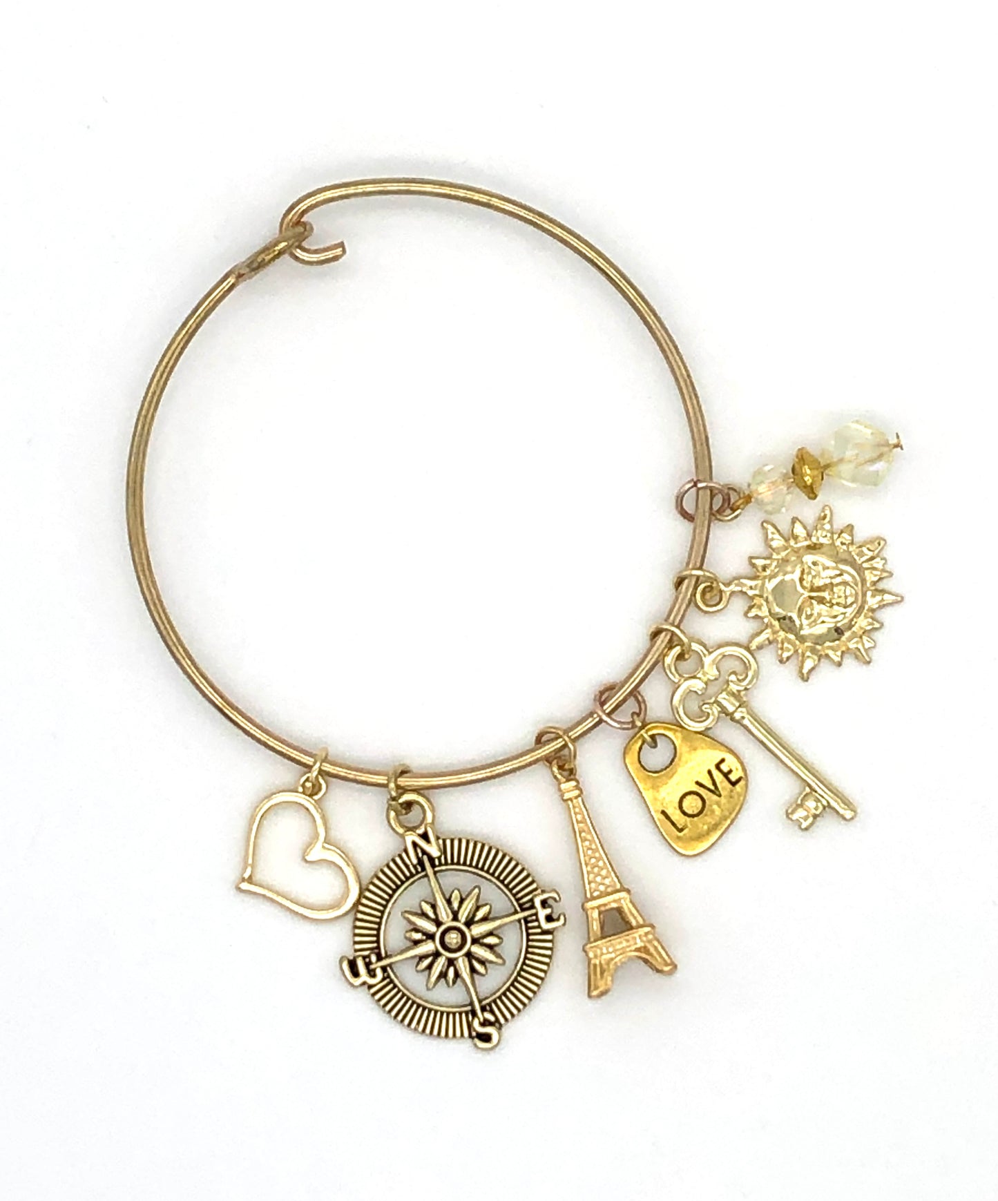 14k gold plated charm bangle bracelet