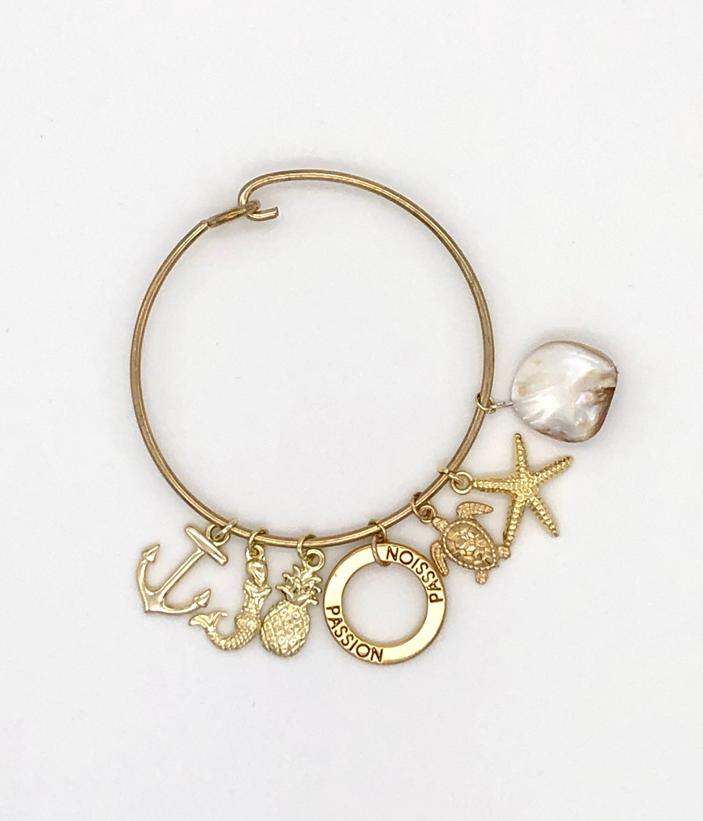 14k gold plated charm bangle bracelet