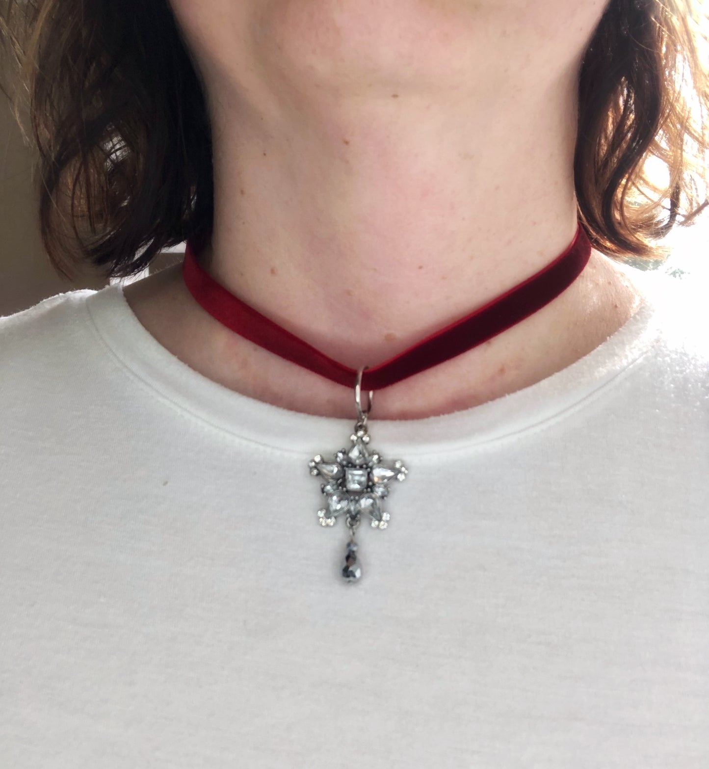 Red Velvet Snowflake Choker Necklace