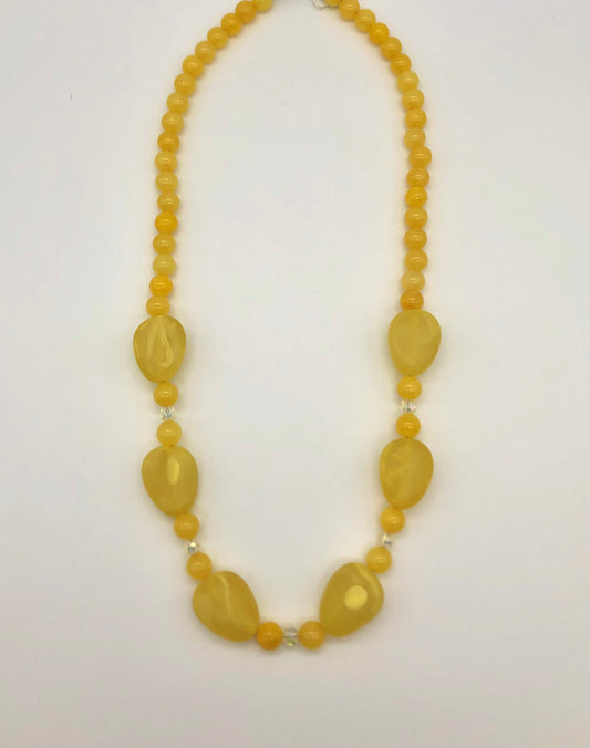 Yellow acrylic and crystal beaded necklace