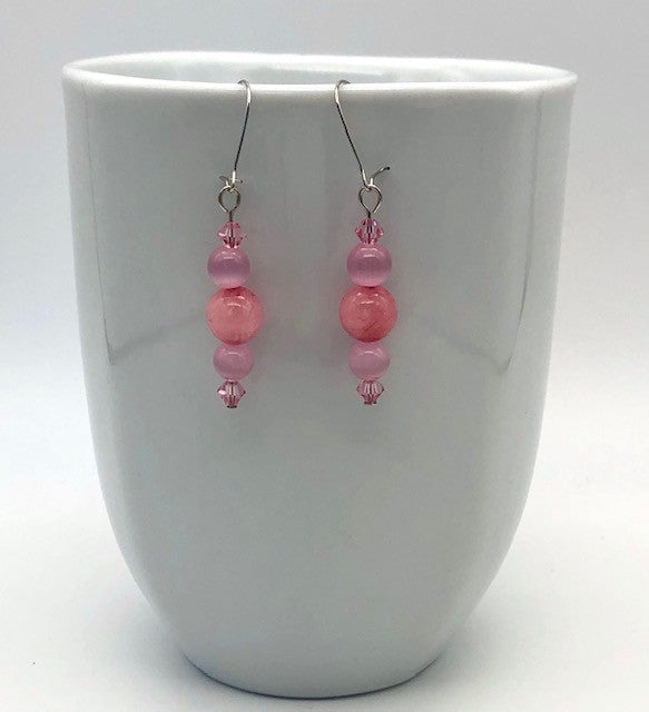 Pink rhodonite earrings