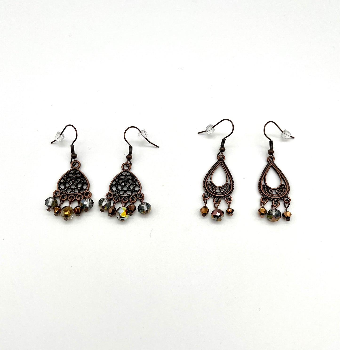 Oxidized copper filigree earrings