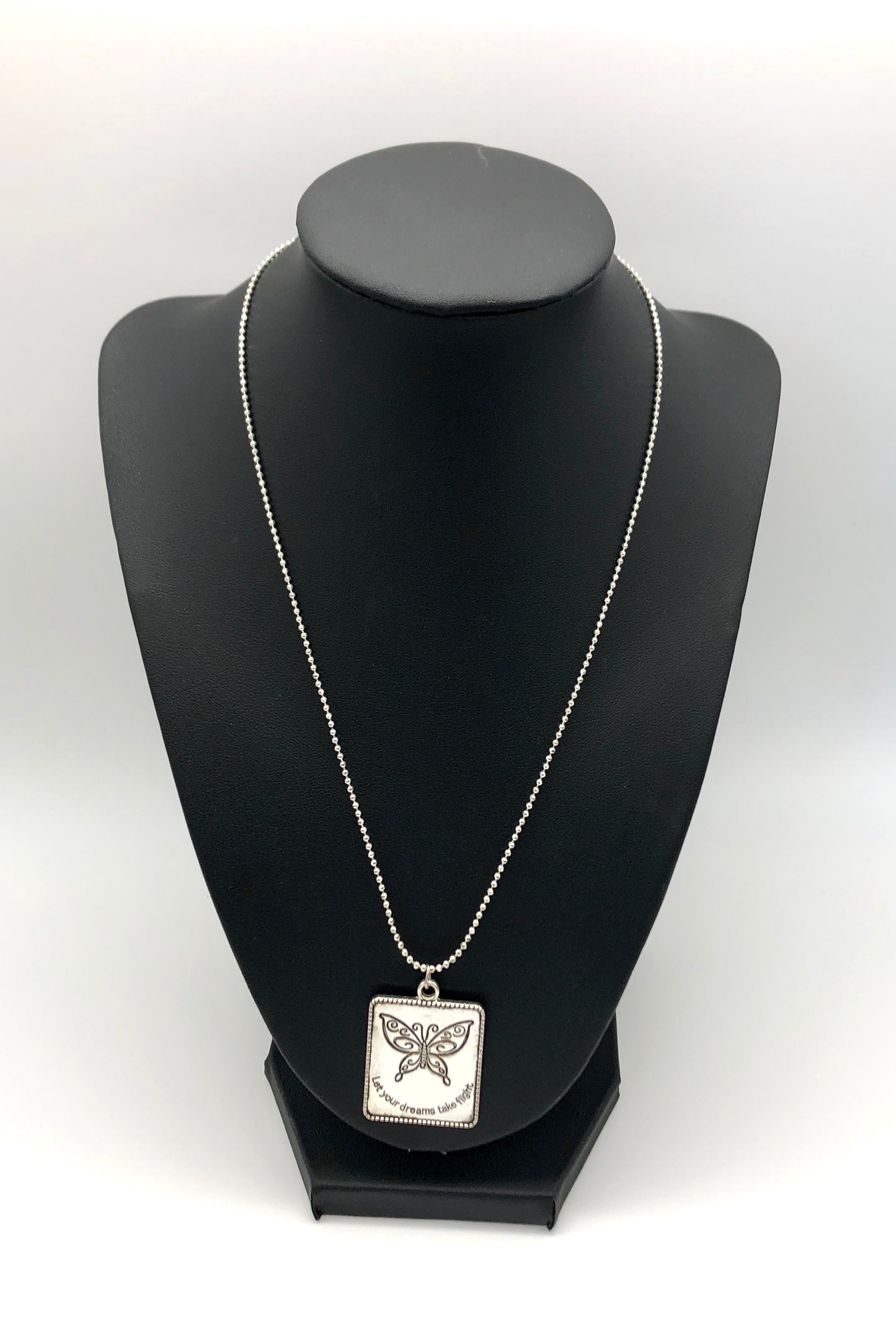 Silver plated butterfly pendant chain necklace