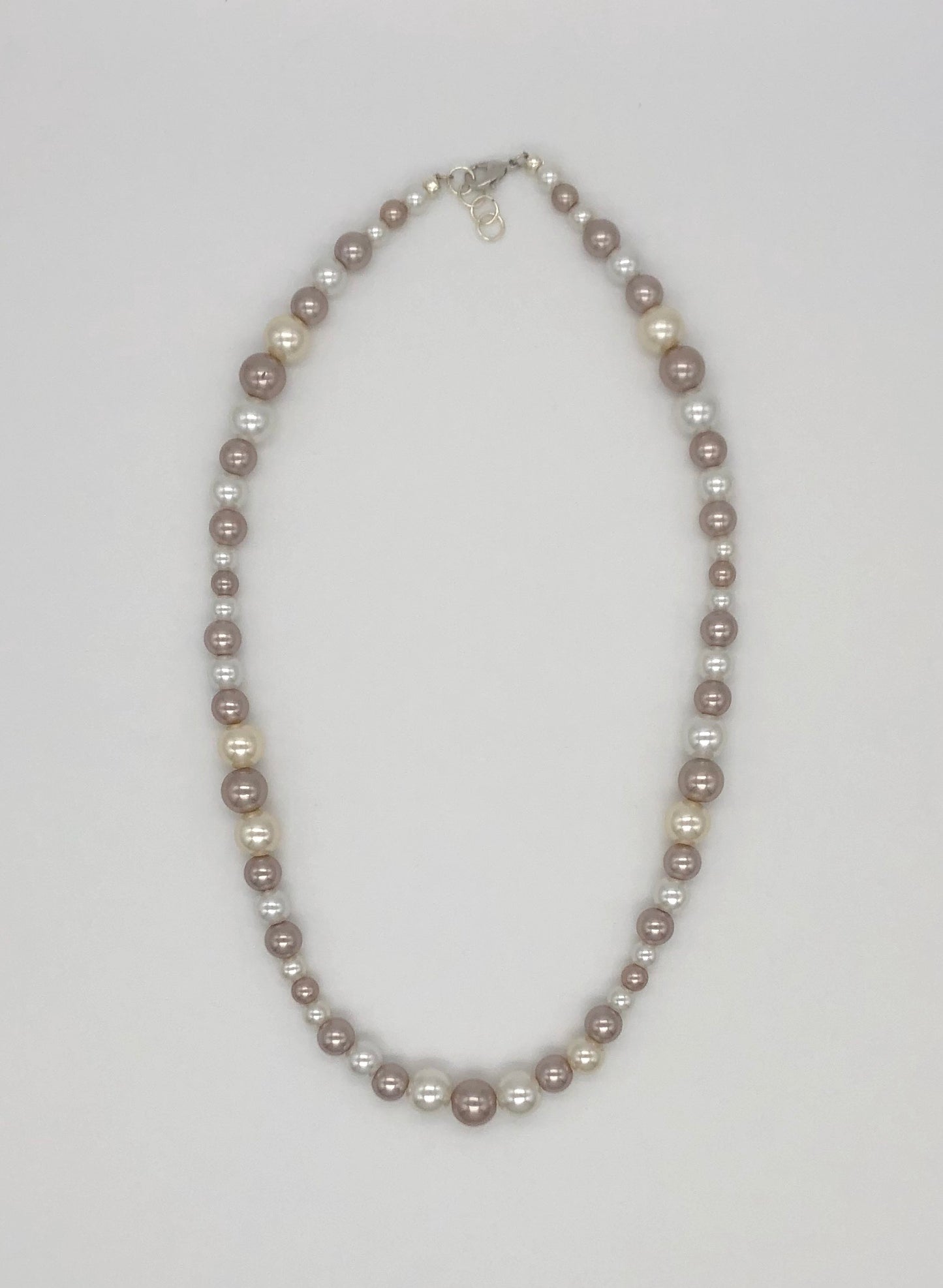 Faux cream and champagne pearl bead necklace