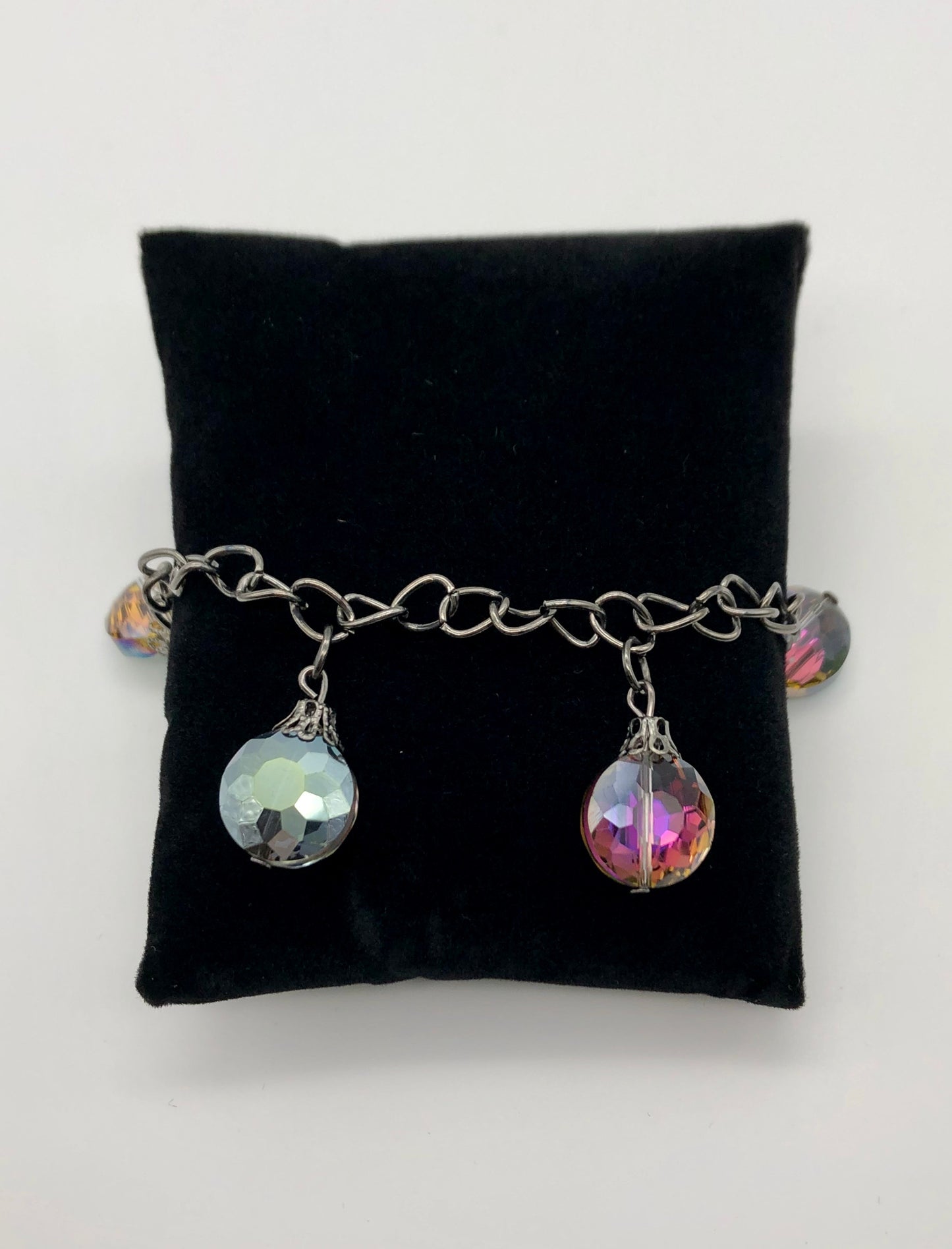 Iridescent glass bulb chain bracelet