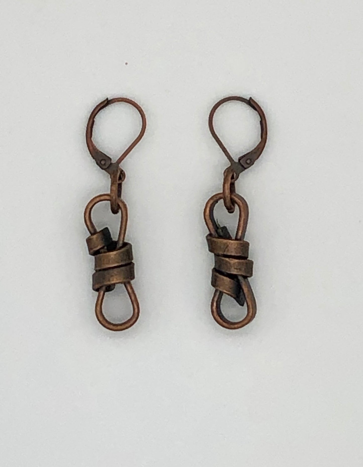 Oxidized copper rope earrings