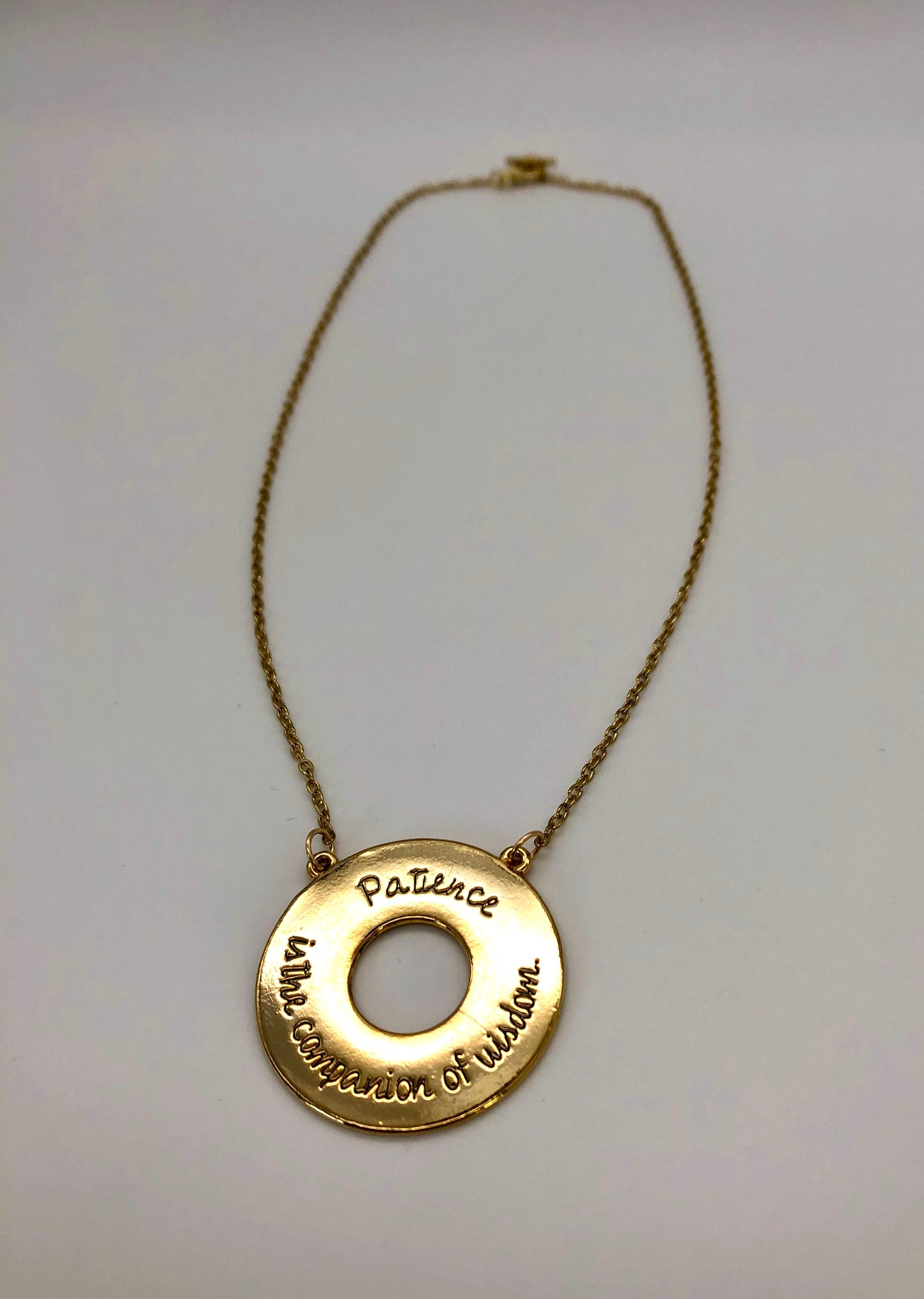 Gold "Patience" circle chain necklace