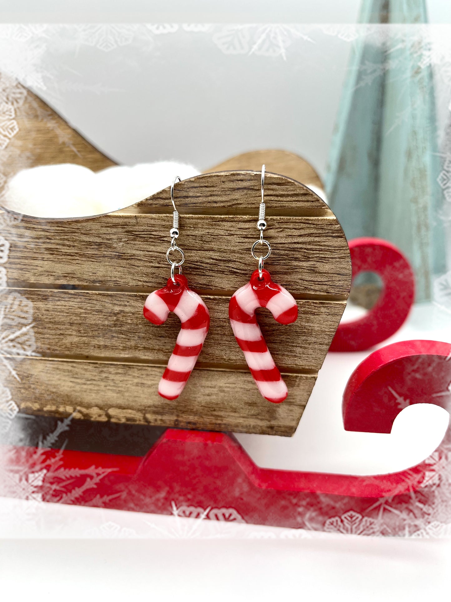 Resin candy cane earrings