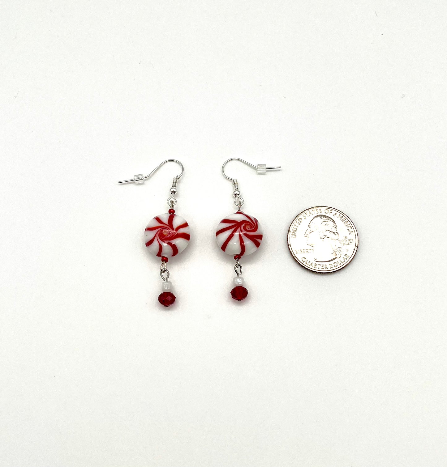 Peppermint swirl glass drop earrings