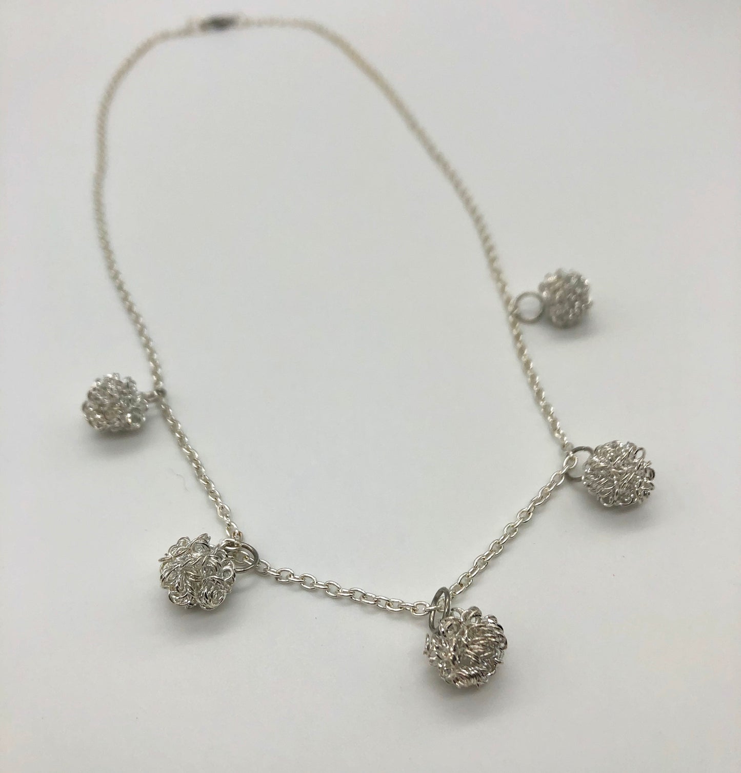 Silver wire ball chain necklace