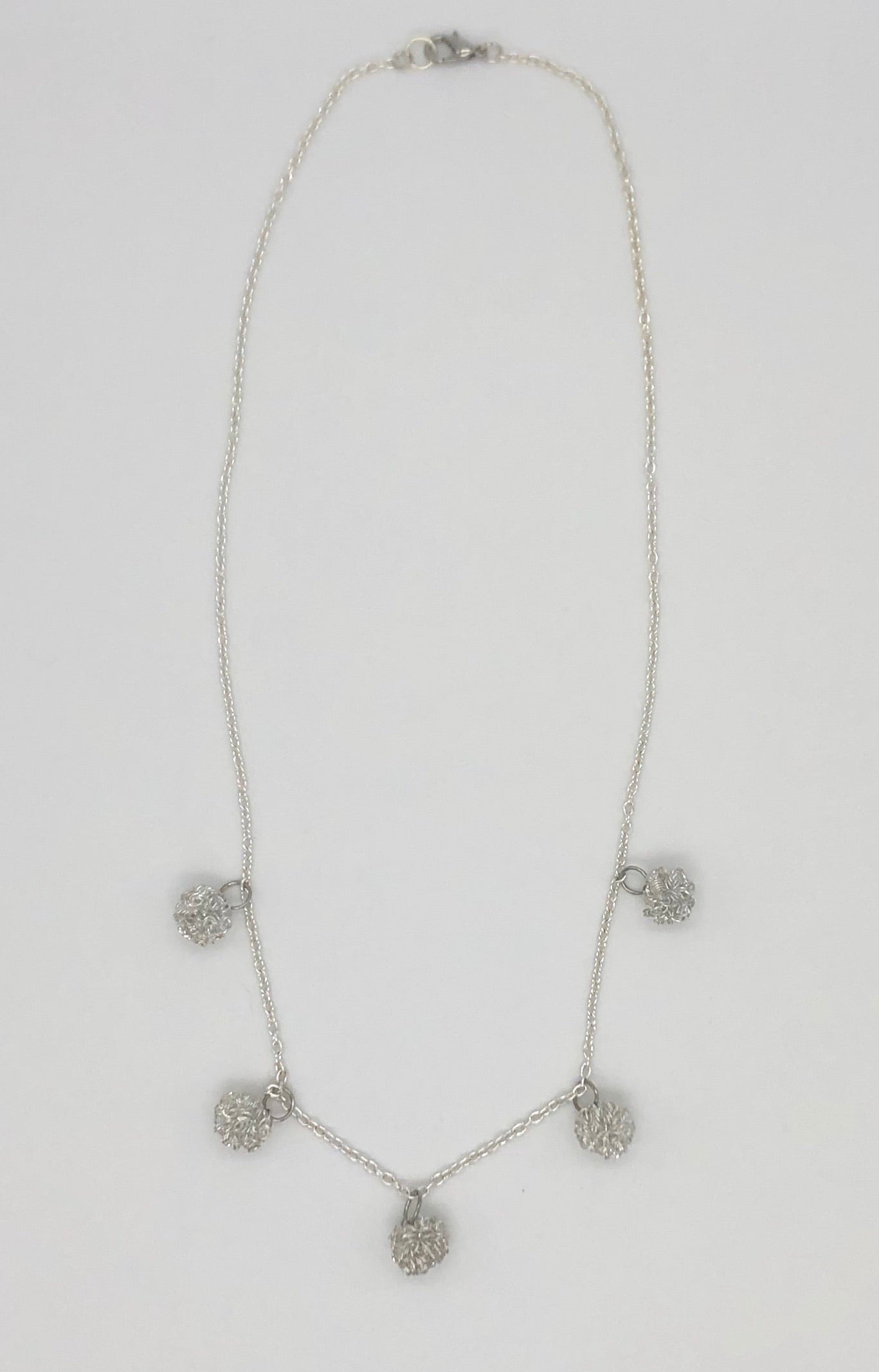 Silver wire ball chain necklace