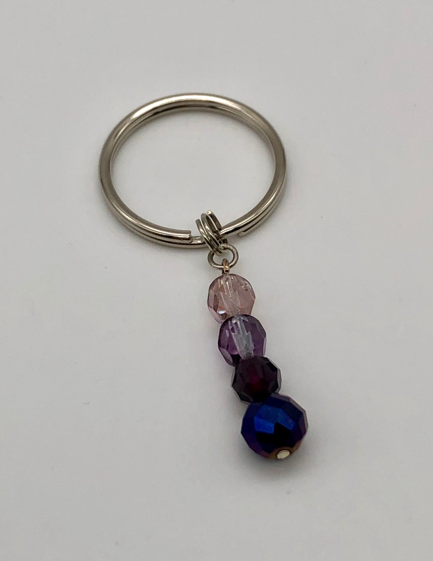 Glass bead keychain, beach shell keychain, silver heart keychain