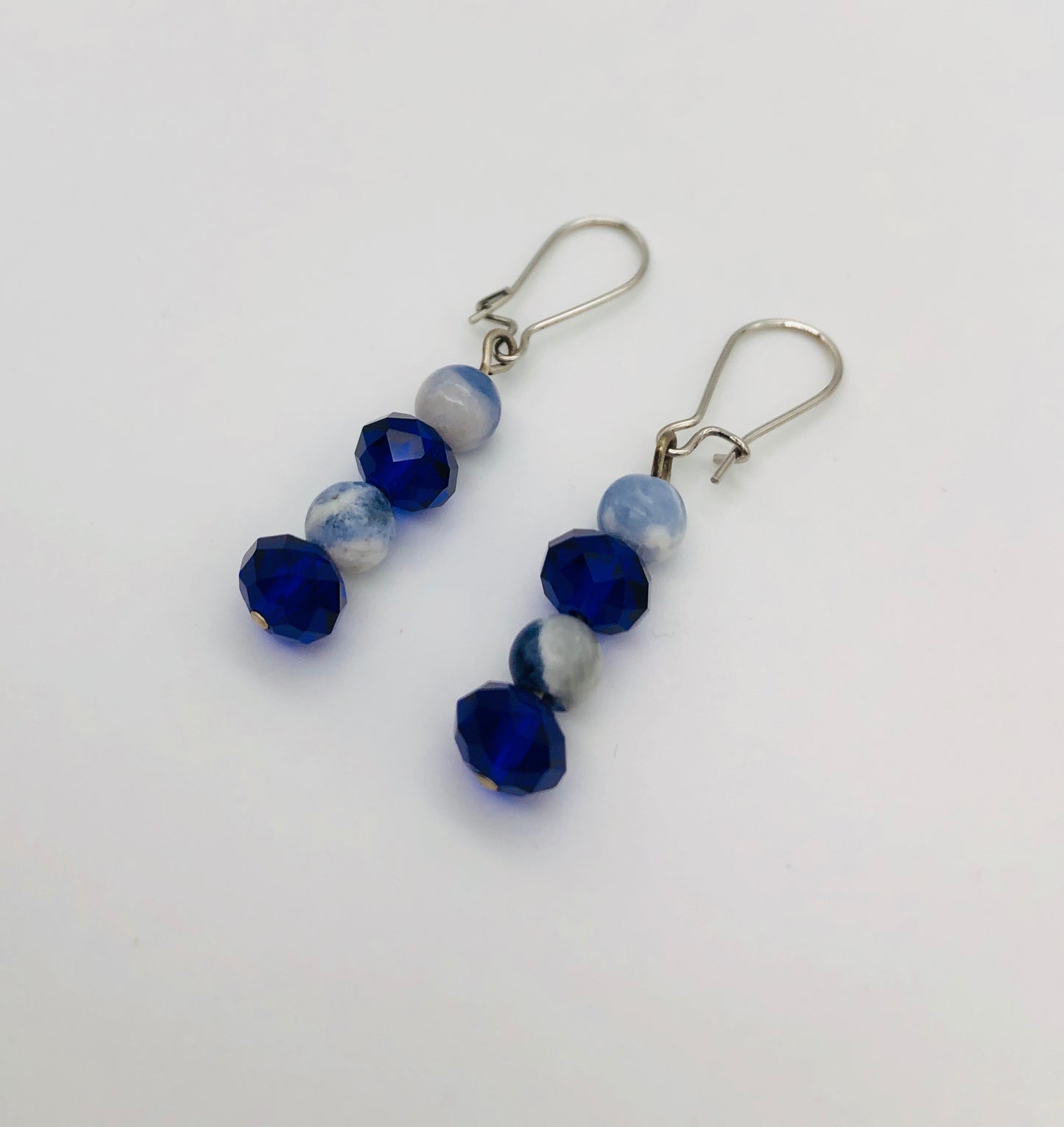 Sodalite and blue faceted bead earrings