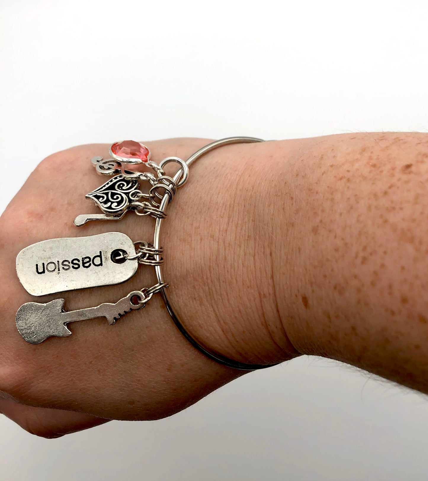 Silver plated bangle charm bracelets