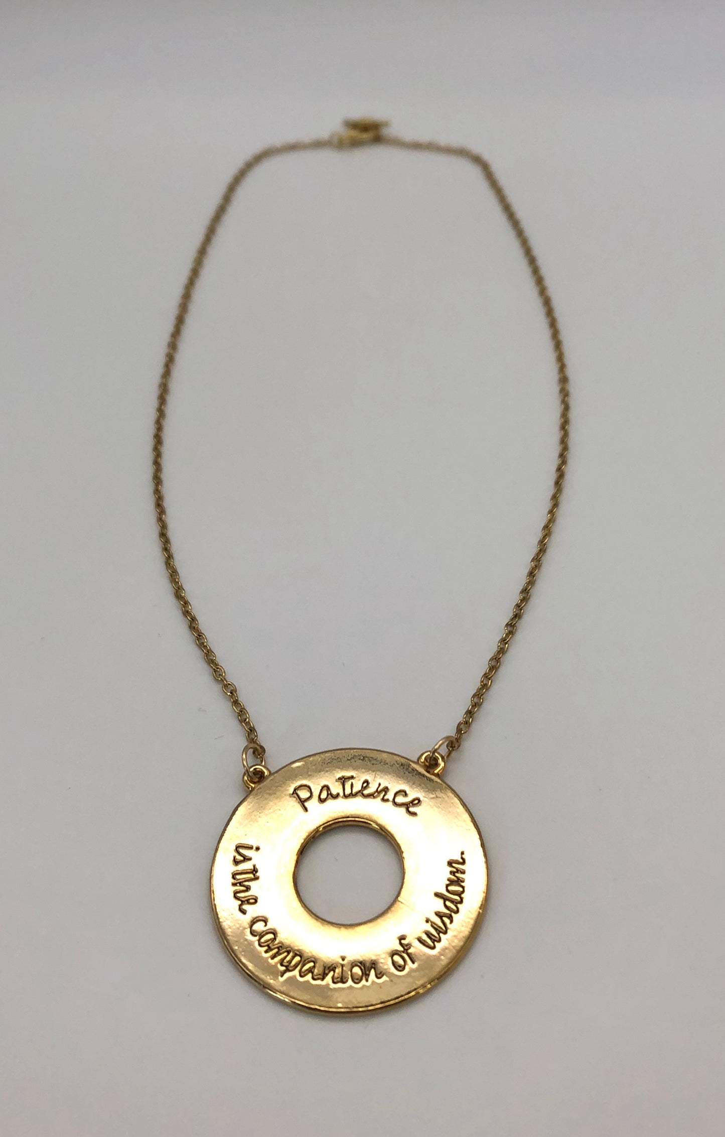 Gold "Patience" circle chain necklace