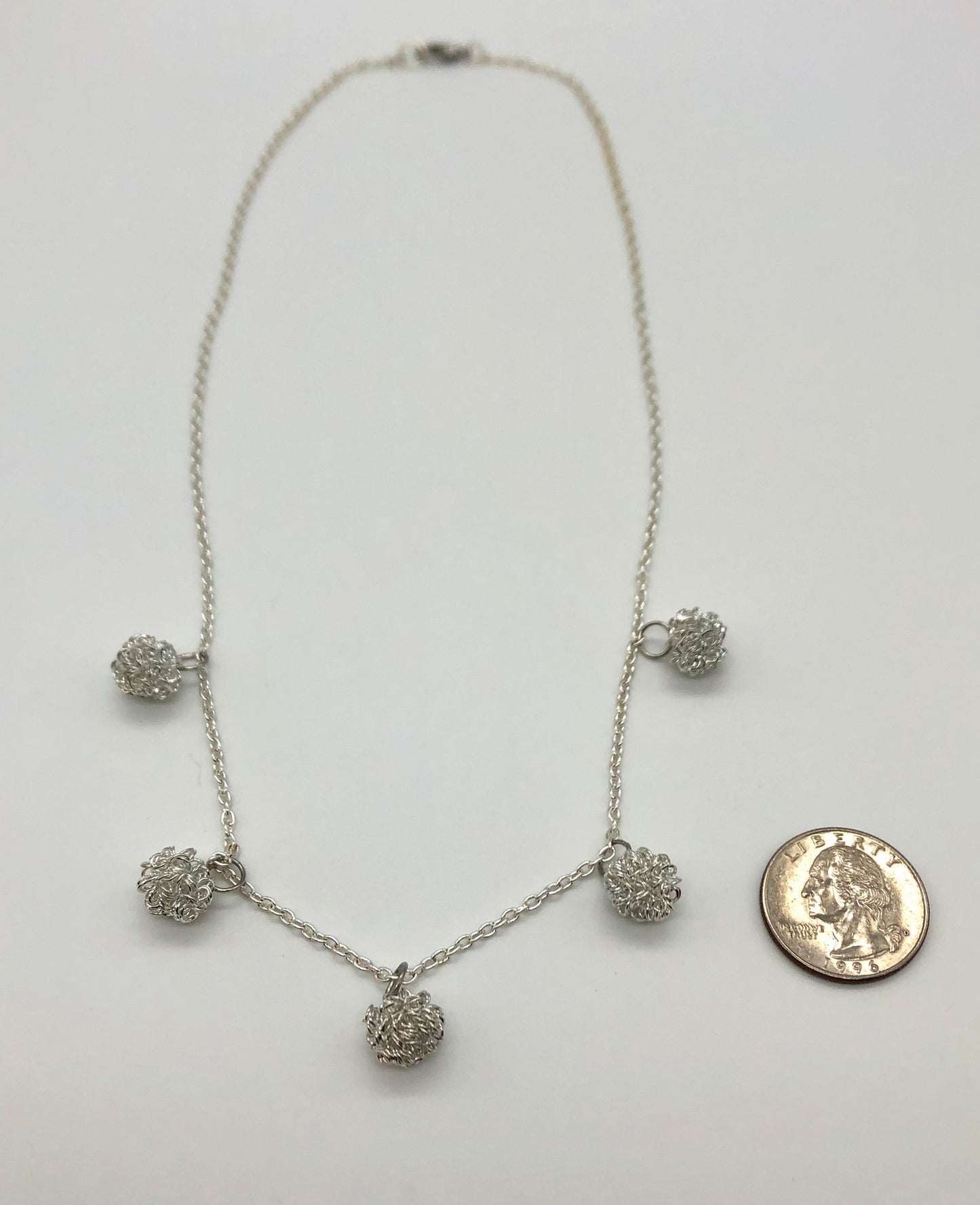 Silver wire ball chain necklace