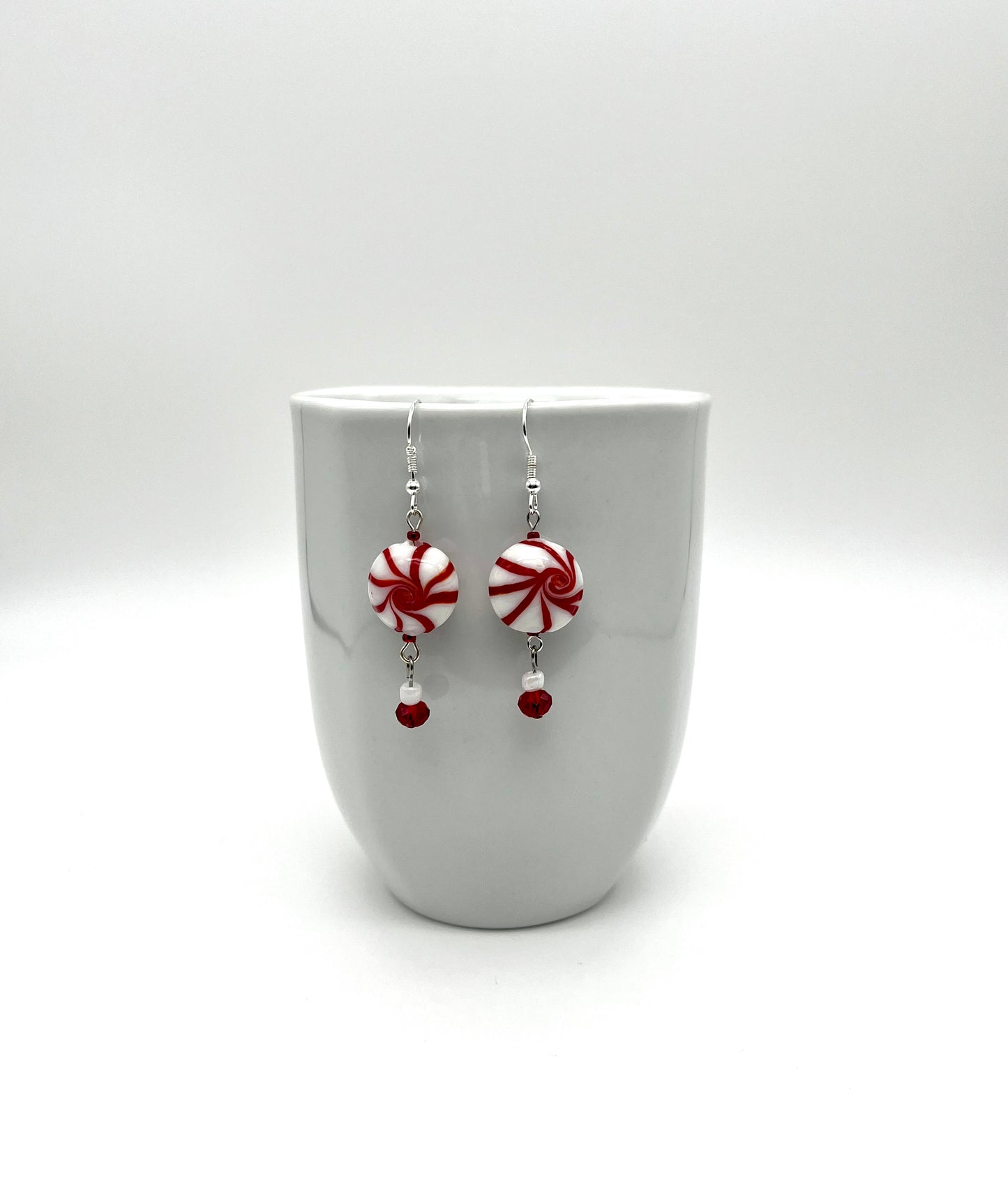 Peppermint swirl glass drop earrings