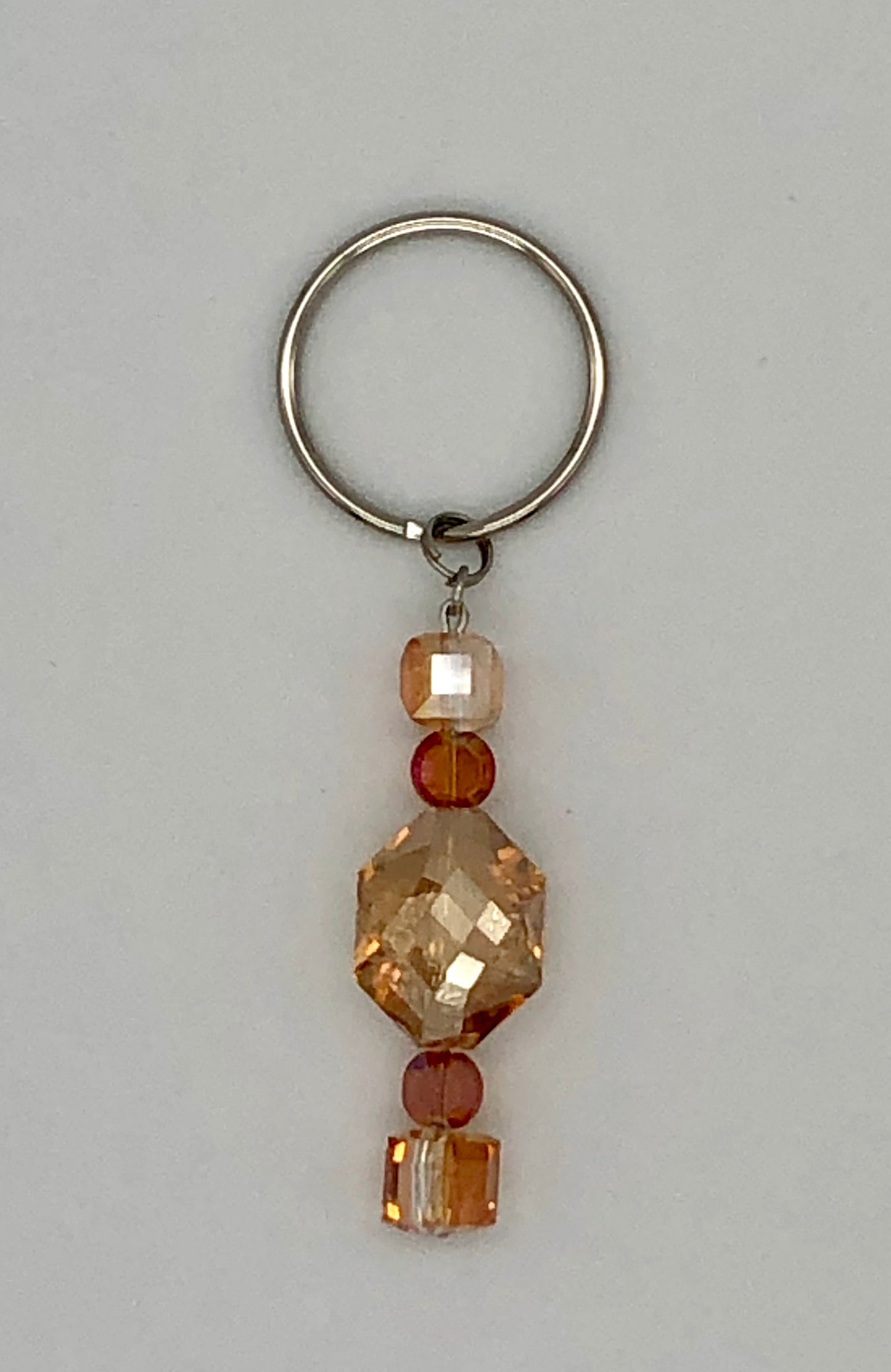 Glass bead keychain, beach shell keychain, silver heart keychain