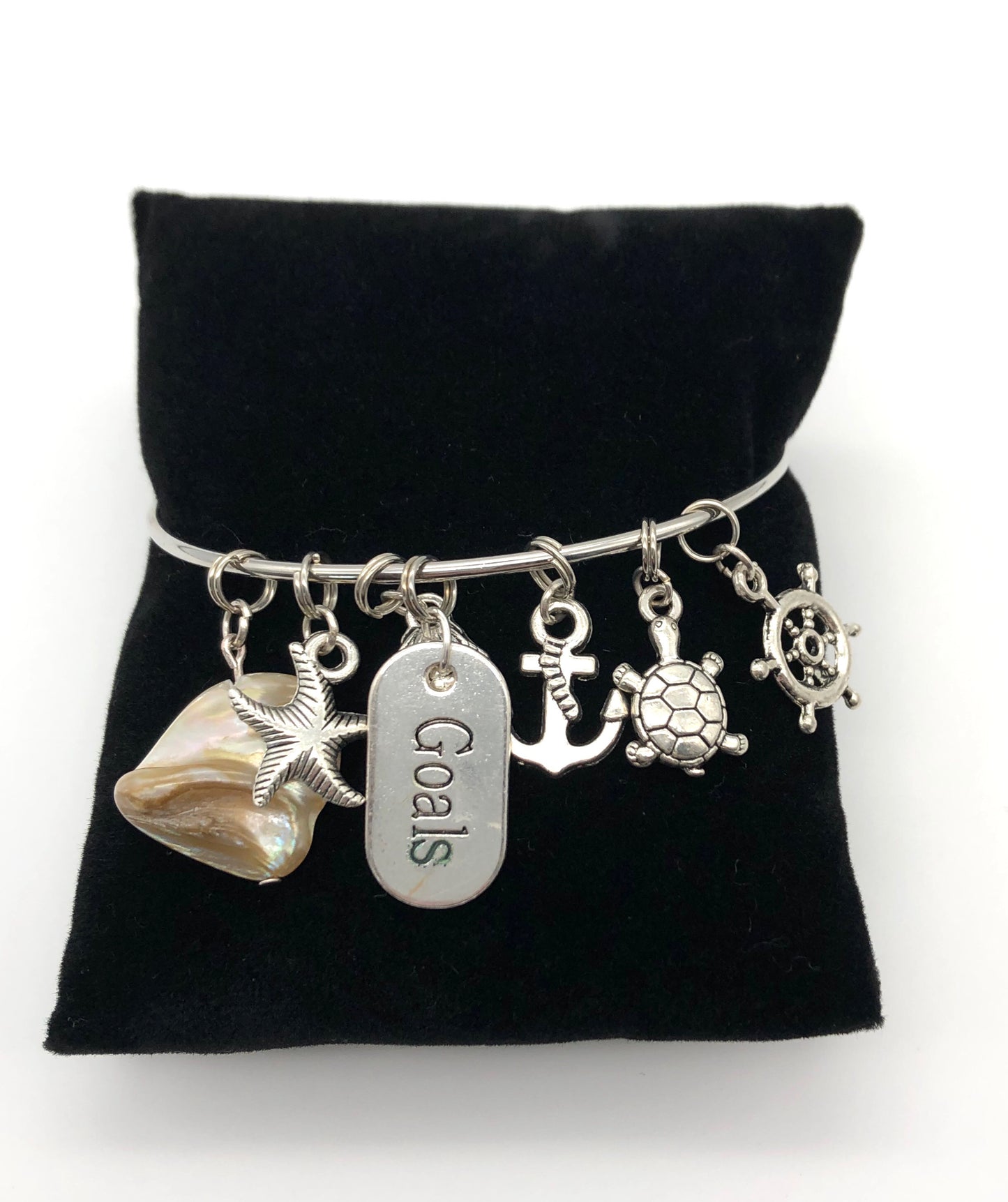 Silver plated bangle charm bracelets