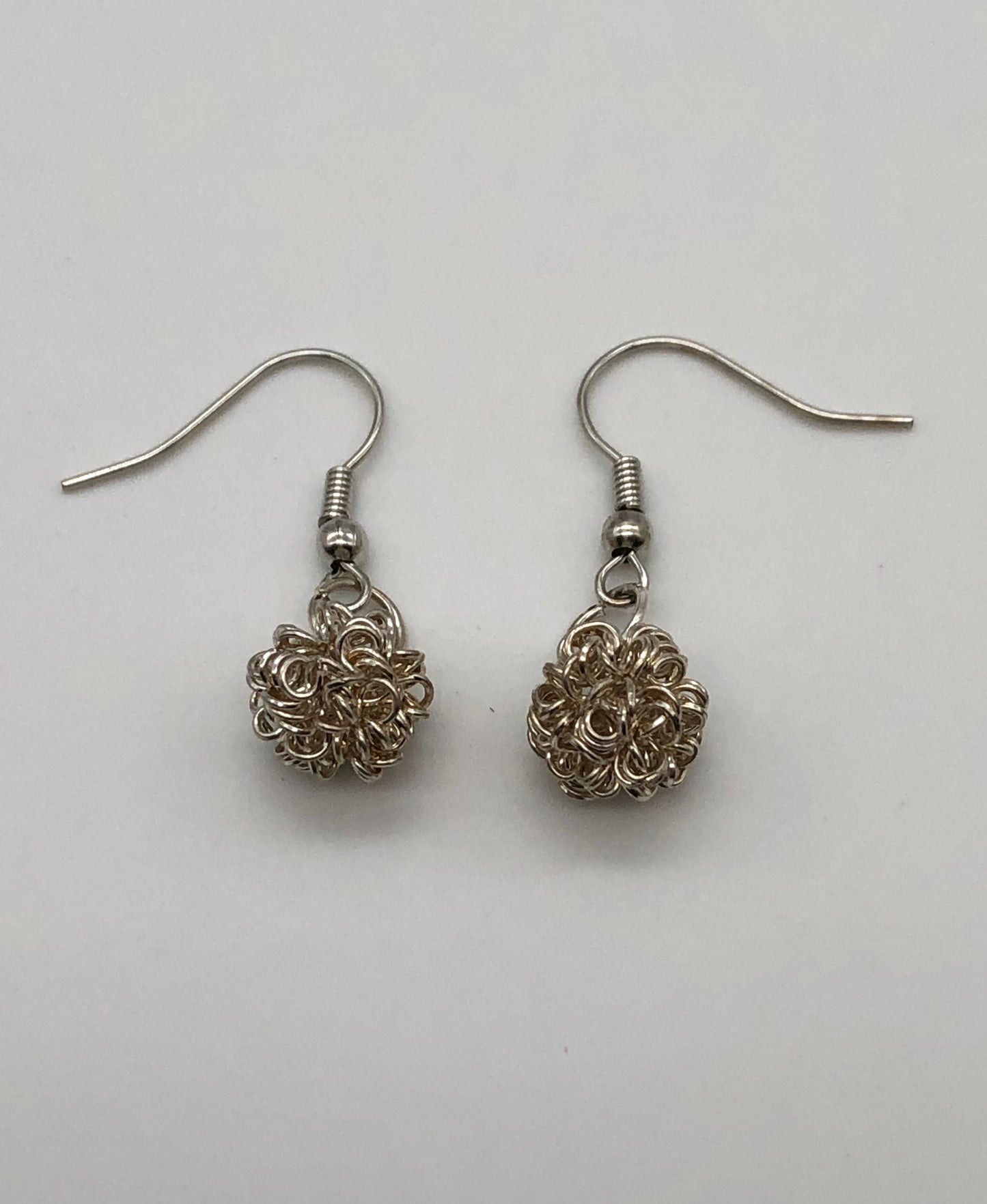Silver wire wrap ball earrings
