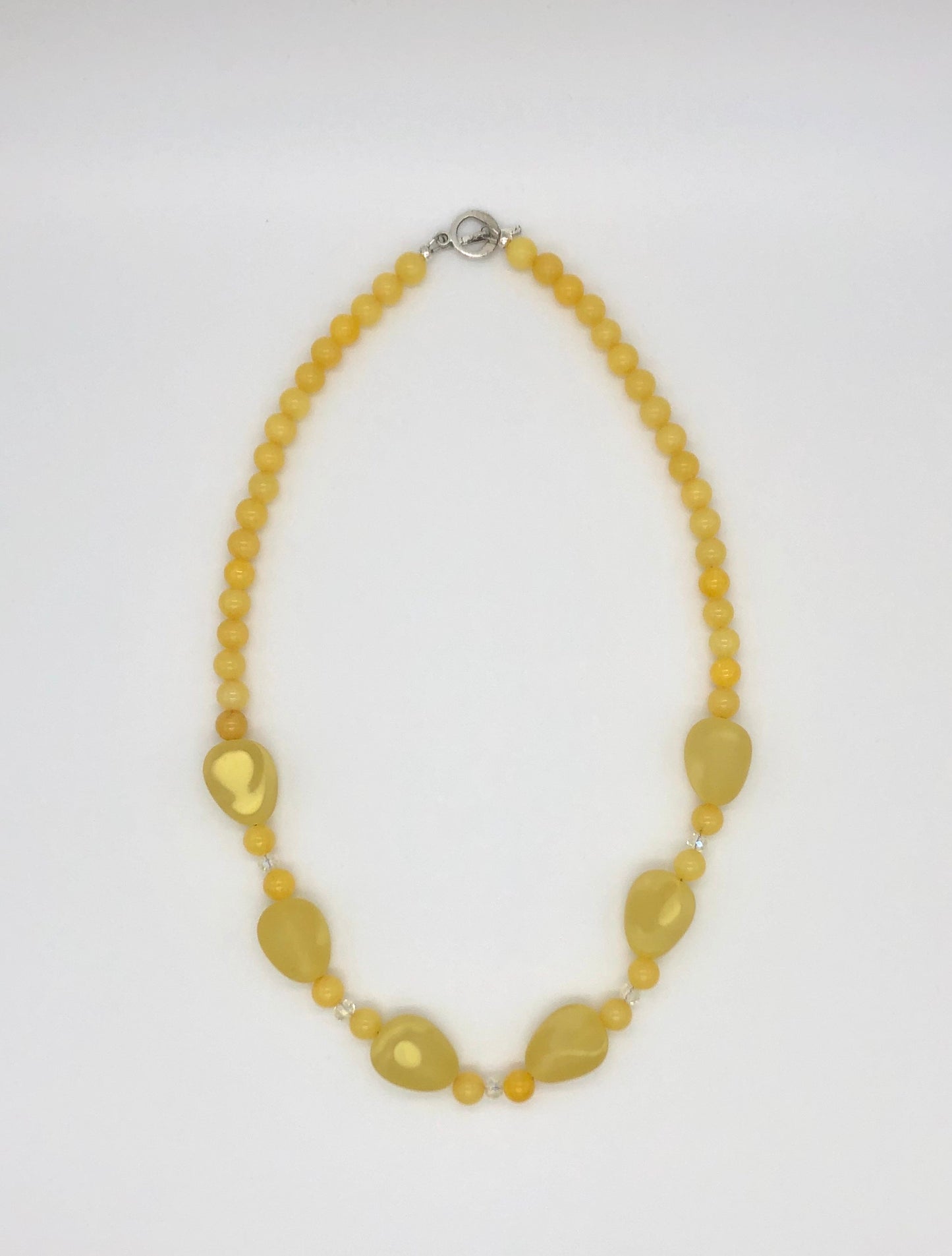 Yellow acrylic and crystal beaded necklace