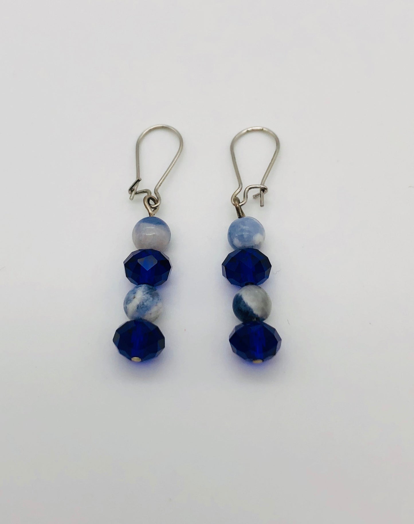 Sodalite and blue faceted bead earrings
