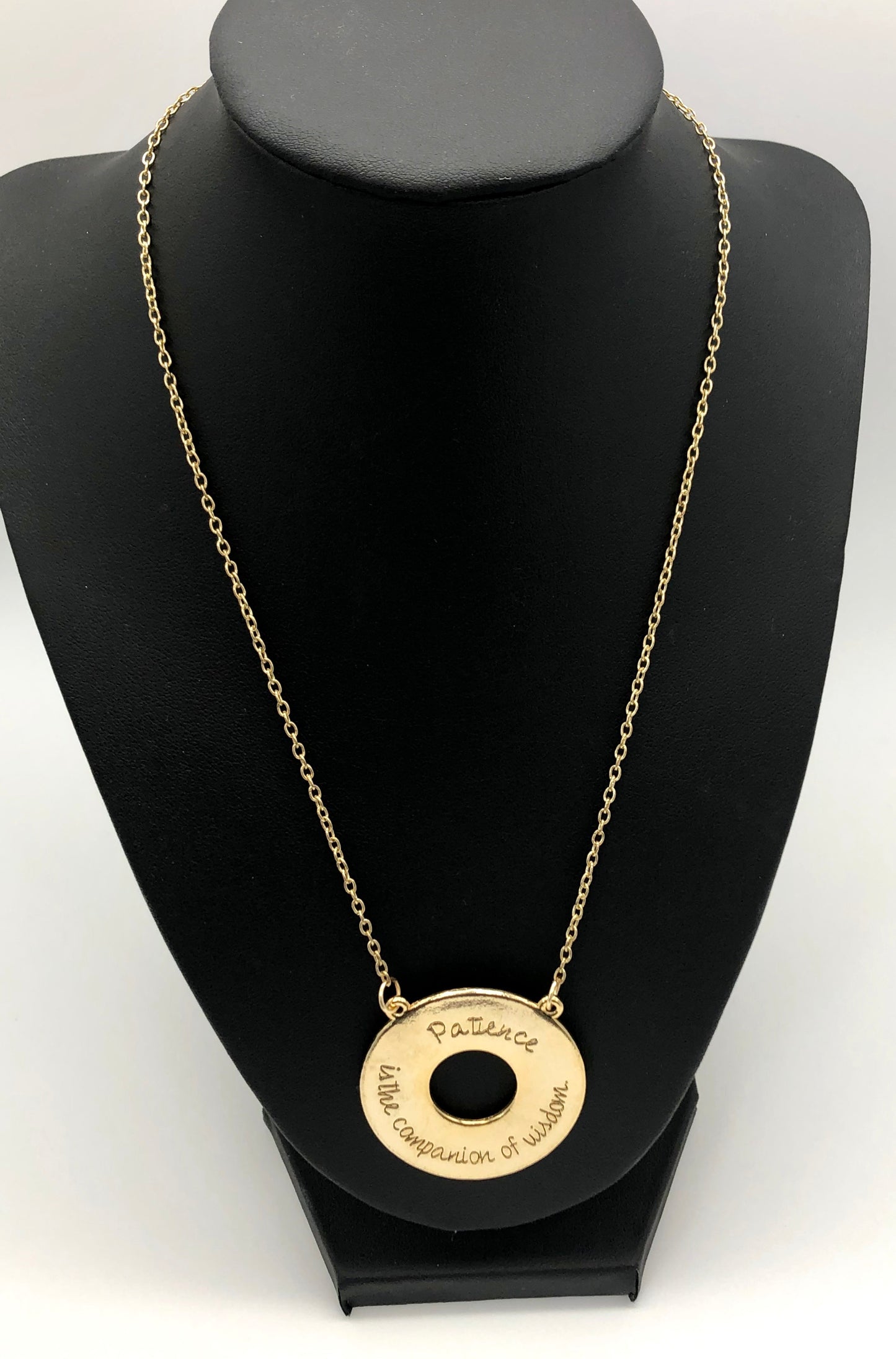 Gold "Patience" circle chain necklace