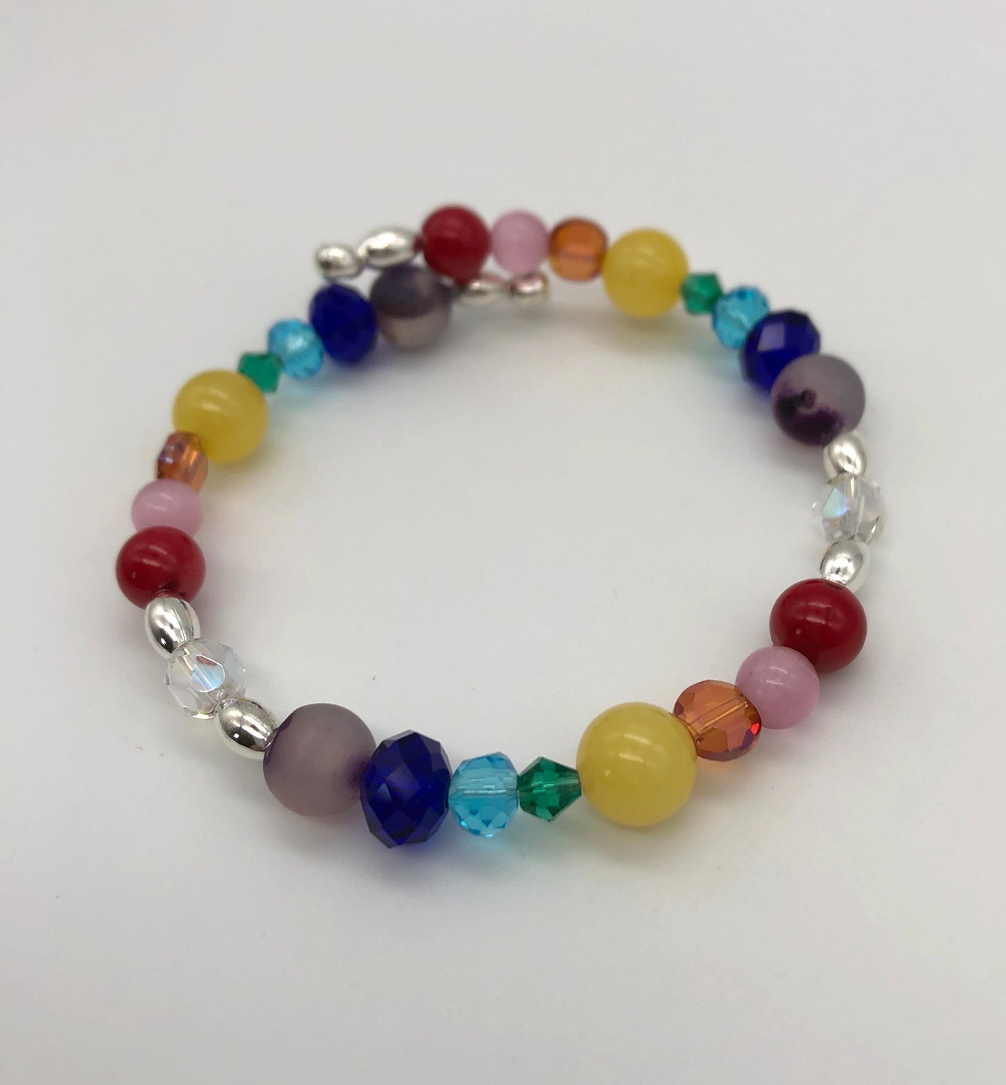 Rainbow beads memory wire bracelet