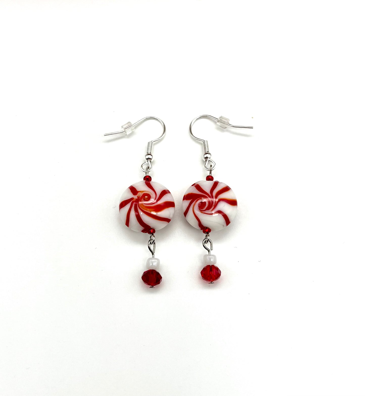 Peppermint swirl glass drop earrings