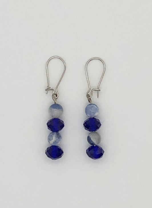 Sodalite and blue faceted bead earrings