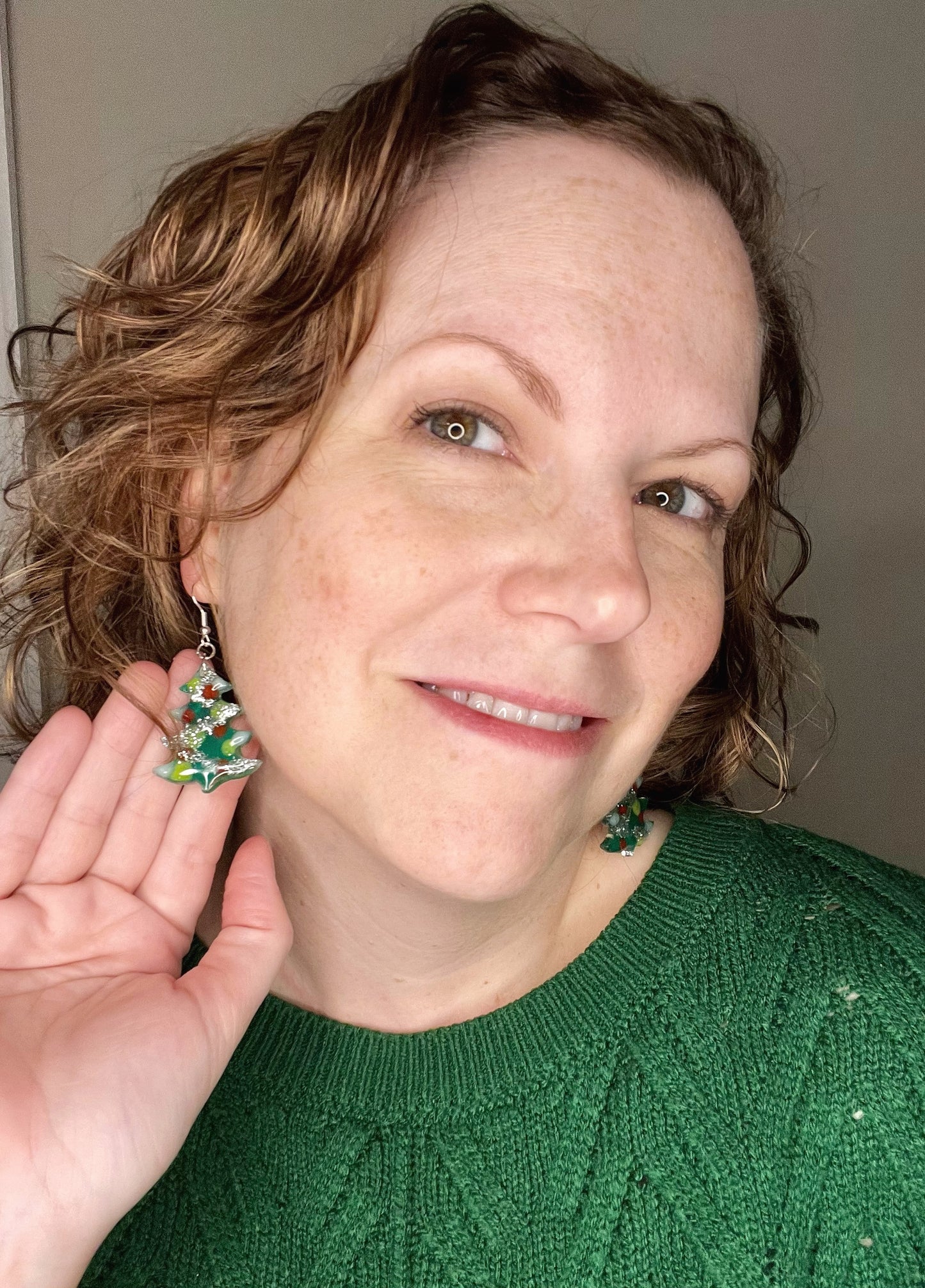 Resin tree drop earrings