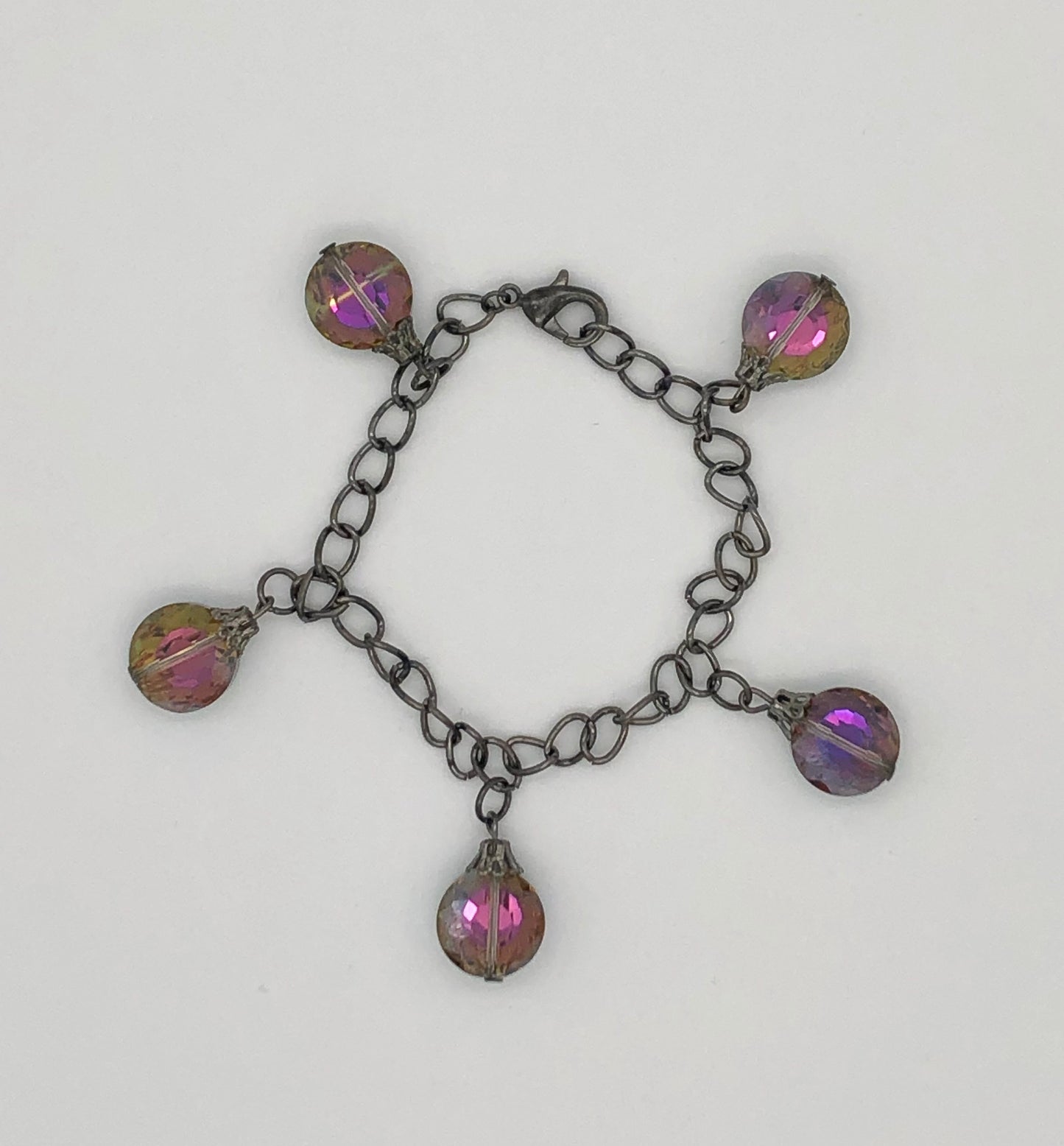 Iridescent glass bulb chain bracelet